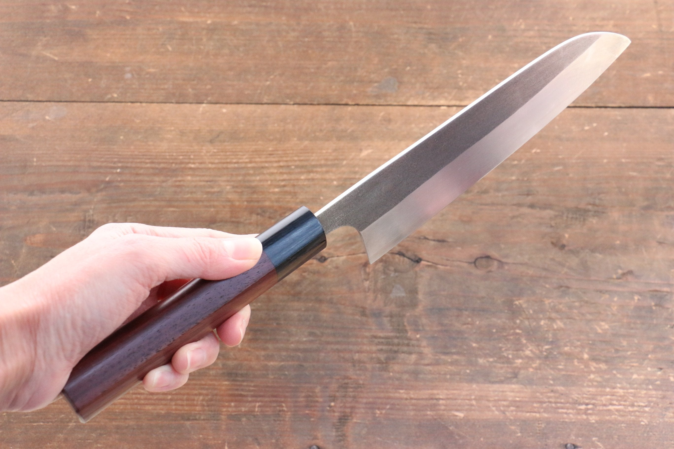 Shungo Ogata SG2 Kurouchi Black Finished Santoku 180mm Shitan Handle - Japanny - Best Japanese Knife