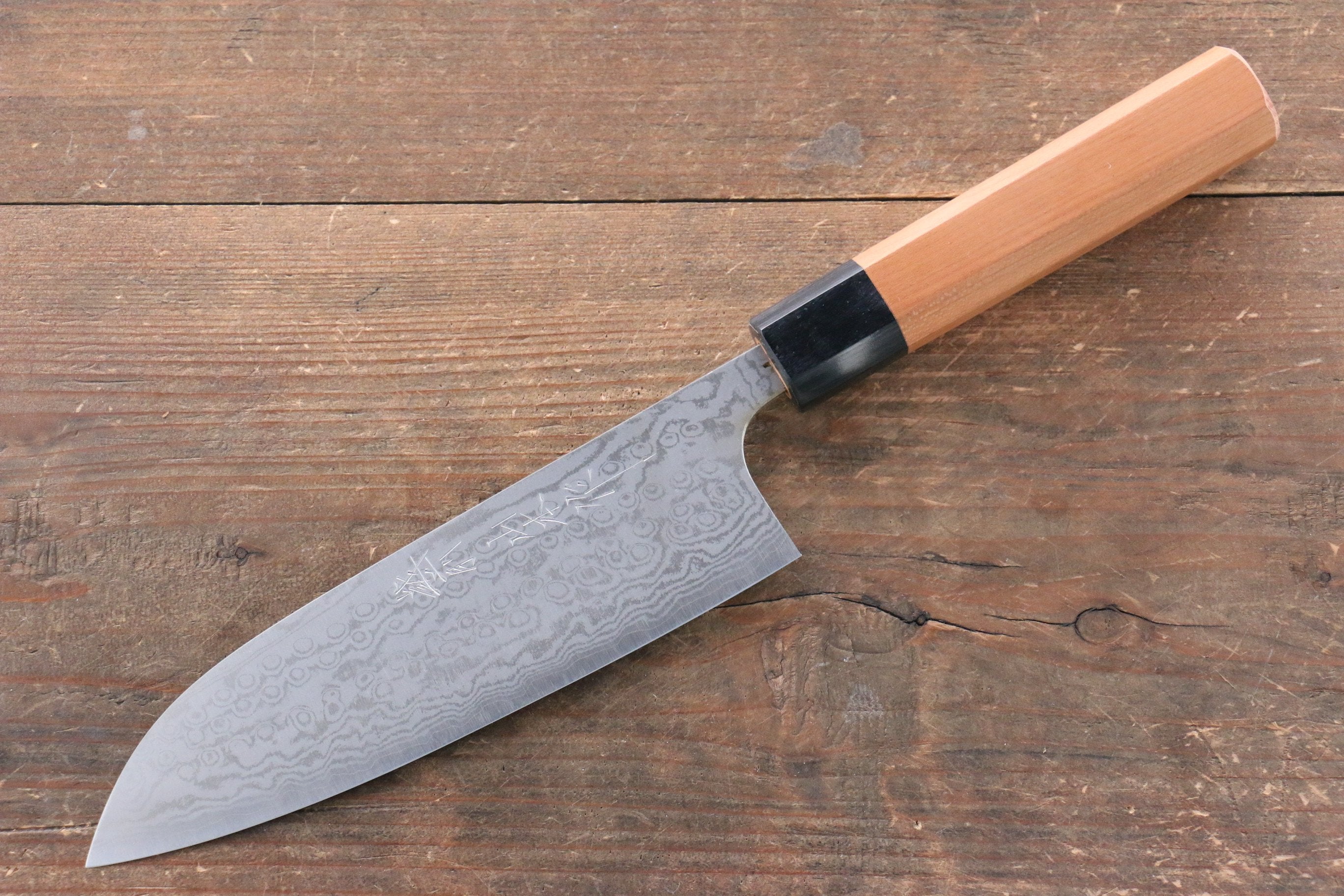 Nao Yamamoto VG10 Damascus Santoku 170mm Cherry Blossoms Handle - Japanny - Best Japanese Knife