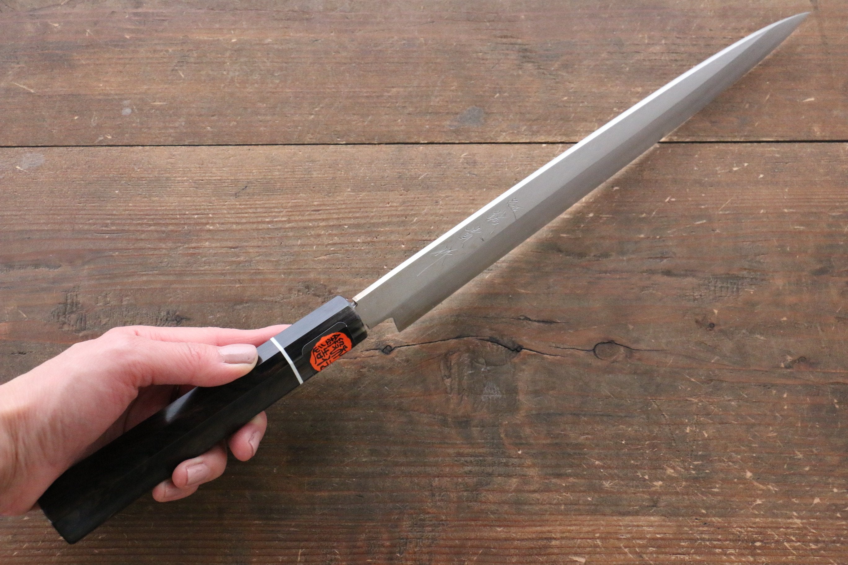 Shigeki Tanaka VG10 Damascus Yanagiba 270mm Ebony Wood Handle - Japanny - Best Japanese Knife