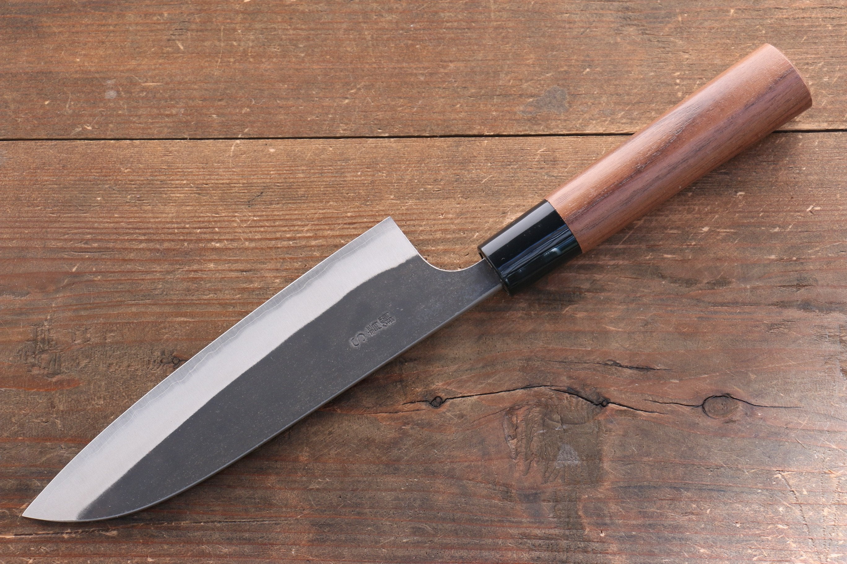 Nao Yamamoto Blue Super Kurouchi Santoku 165mm Walnut Handle - Japanny - Best Japanese Knife