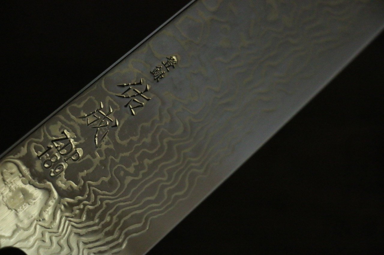 Sukenari ZDP189 Damascus Gyuto 240mm Shitan Handle - Japanny - Best Japanese Knife