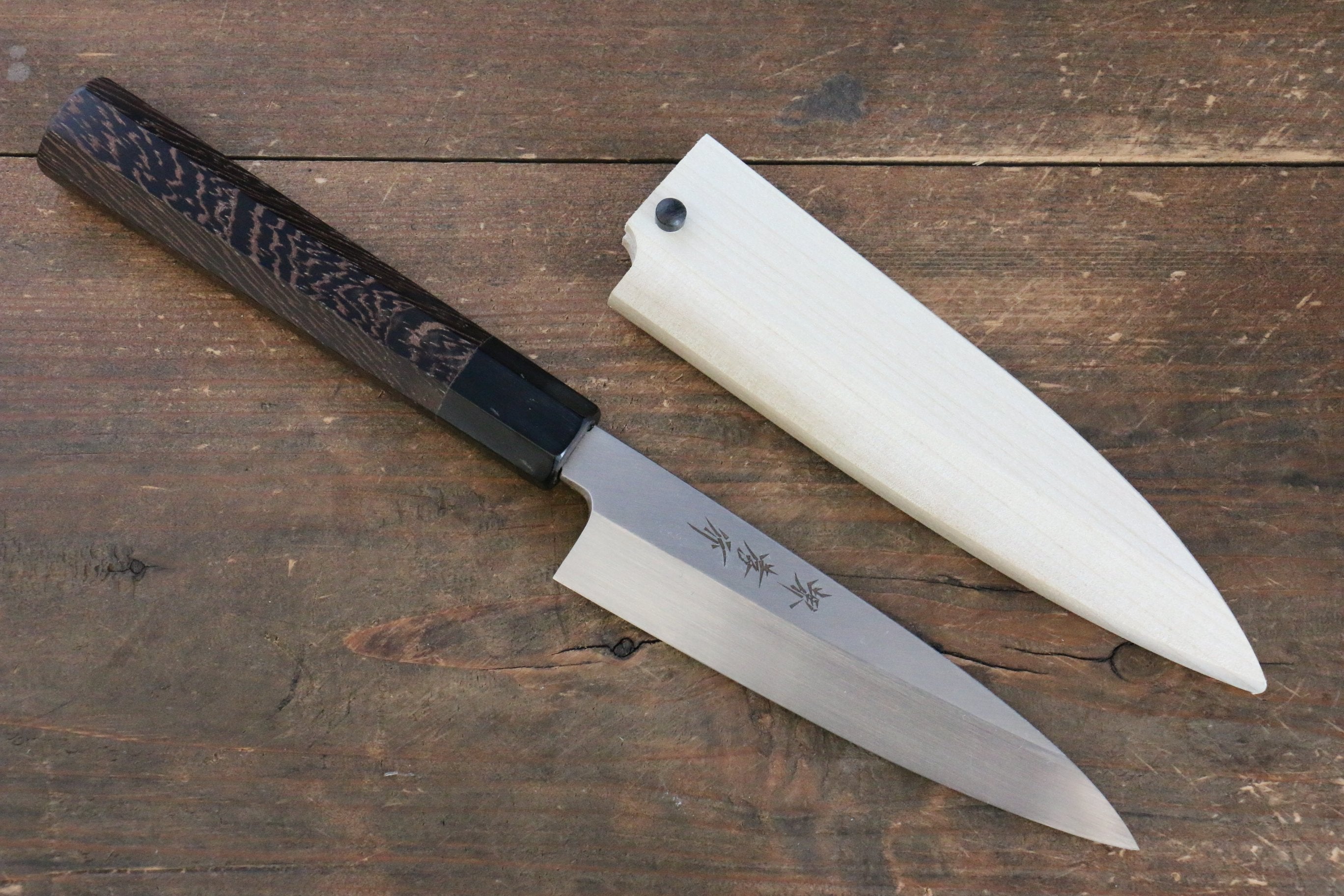 Sakai Takayuki Honyaki White Steel No.2 Baran 120mm Wenge Handle with Sheath - Japanny - Best Japanese Knife