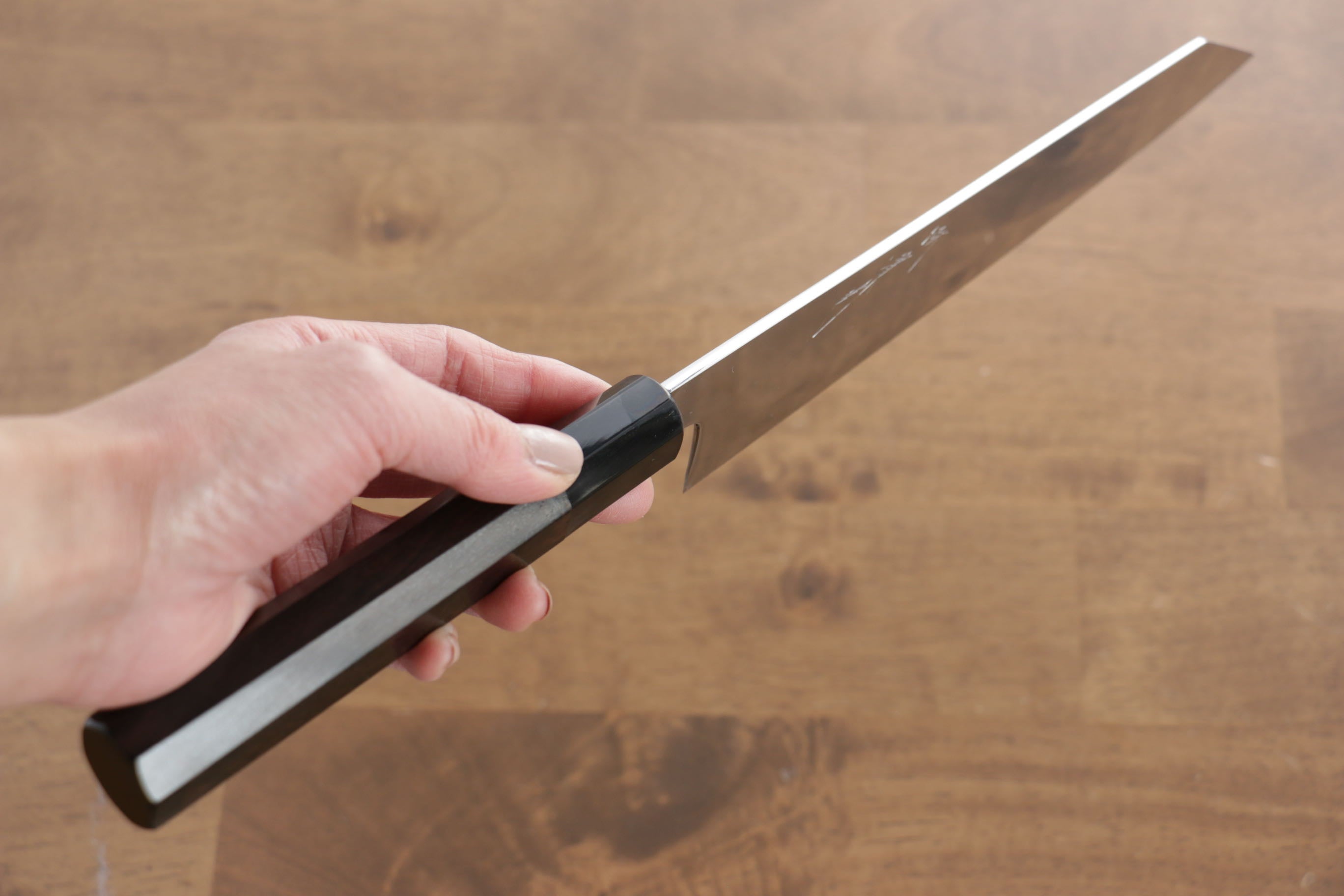 Jikko Honyaki White Steel No.3 Mirrored Finish Kiritsuke Gyuto  210mm Ebony Wood Handle - Japanny - Best Japanese Knife