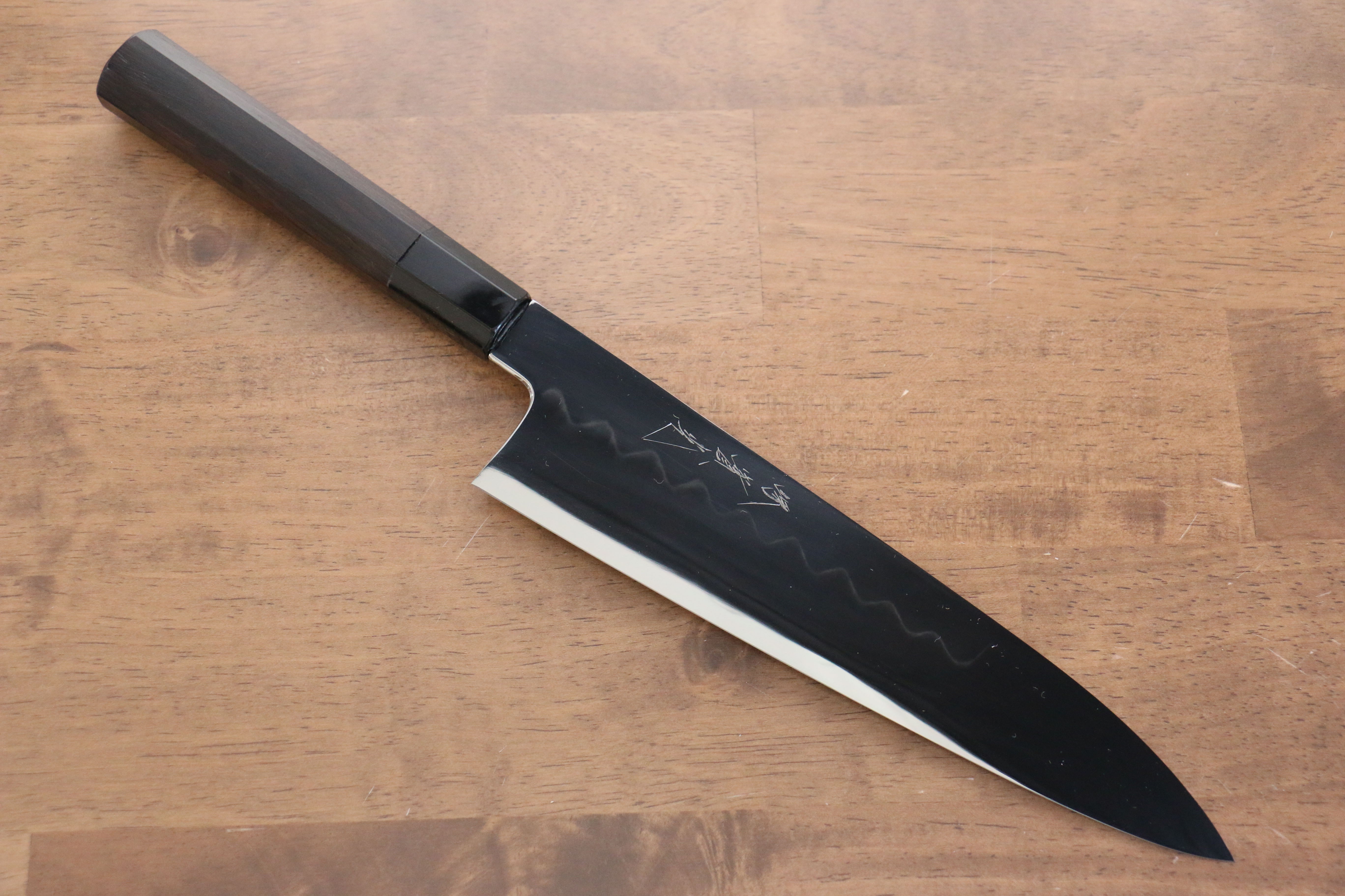 Jikko Honyaki White Steel No.3 Mirrored Finish Gyuto  210mm Ebony Wood Handle - Japanny - Best Japanese Knife