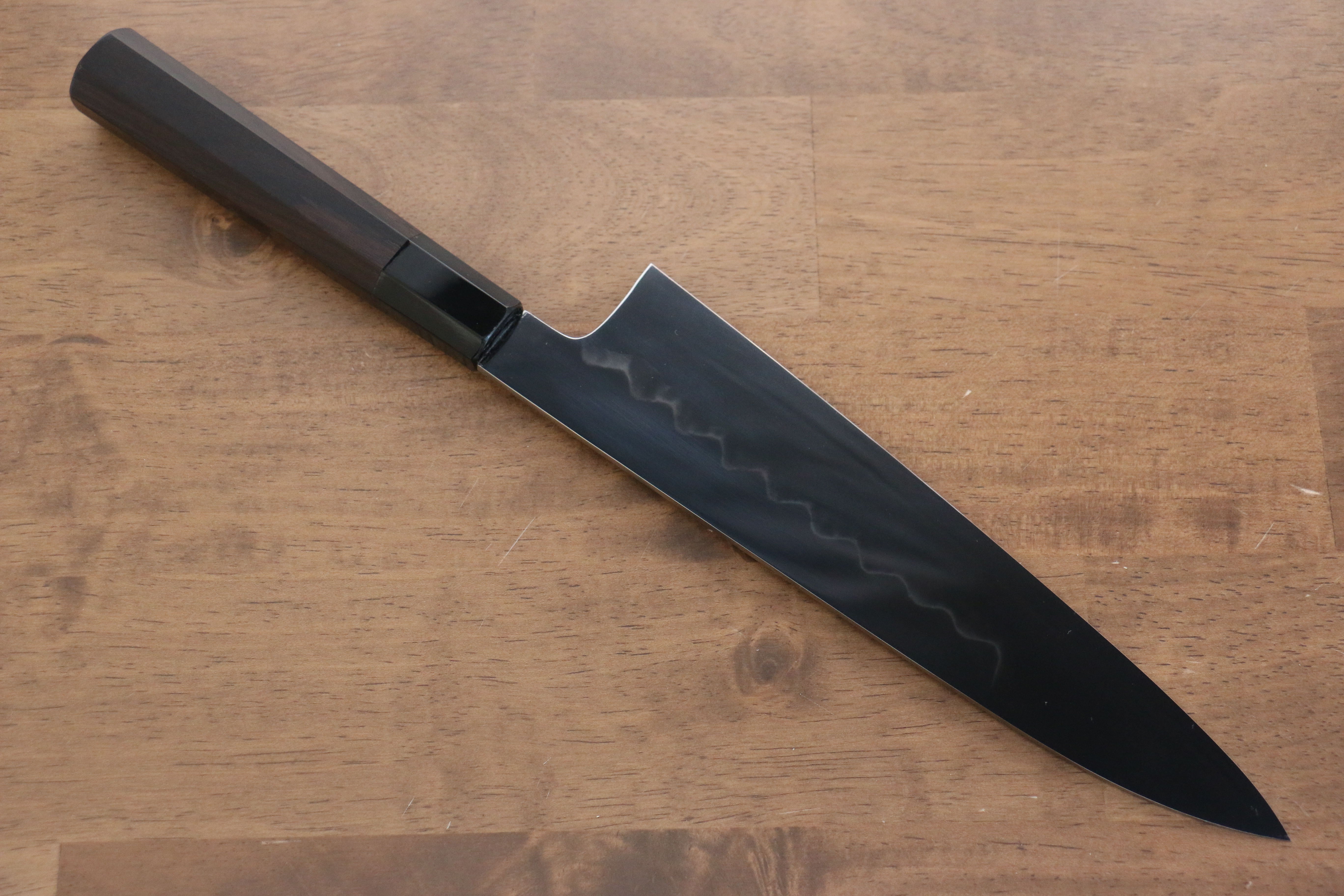 Jikko Honyaki White Steel No.3 Mirrored Finish Gyuto  210mm Ebony Wood Handle - Japanny - Best Japanese Knife