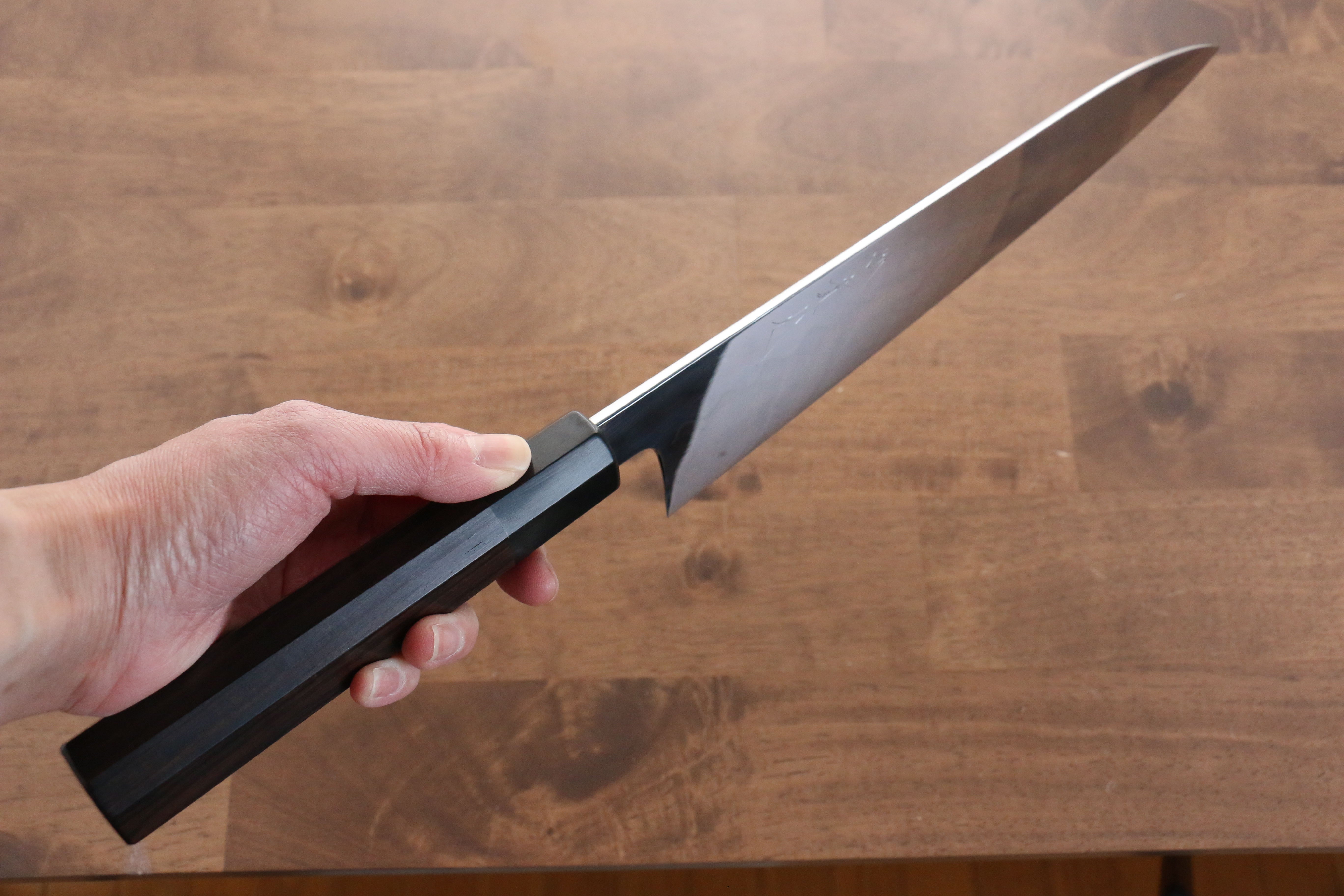 Jikko Honyaki White Steel No.3 Mirrored Finish Gyuto  240mm Ebony Wood Handle - Japanny - Best Japanese Knife