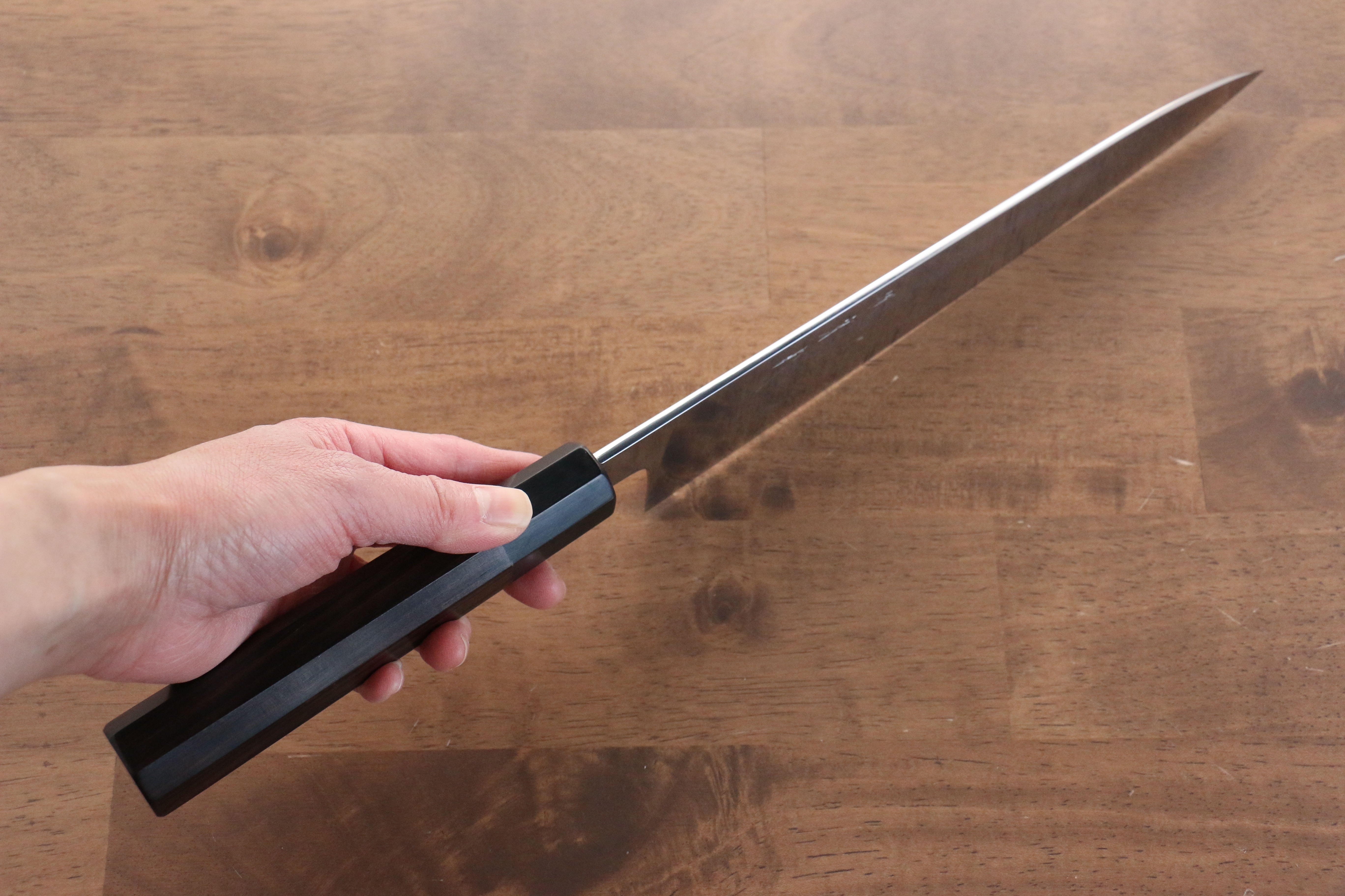 Jikko Honyaki White Steel No.3 Mirrored Finish Gyuto  240mm Ebony Wood Handle - Japanny - Best Japanese Knife