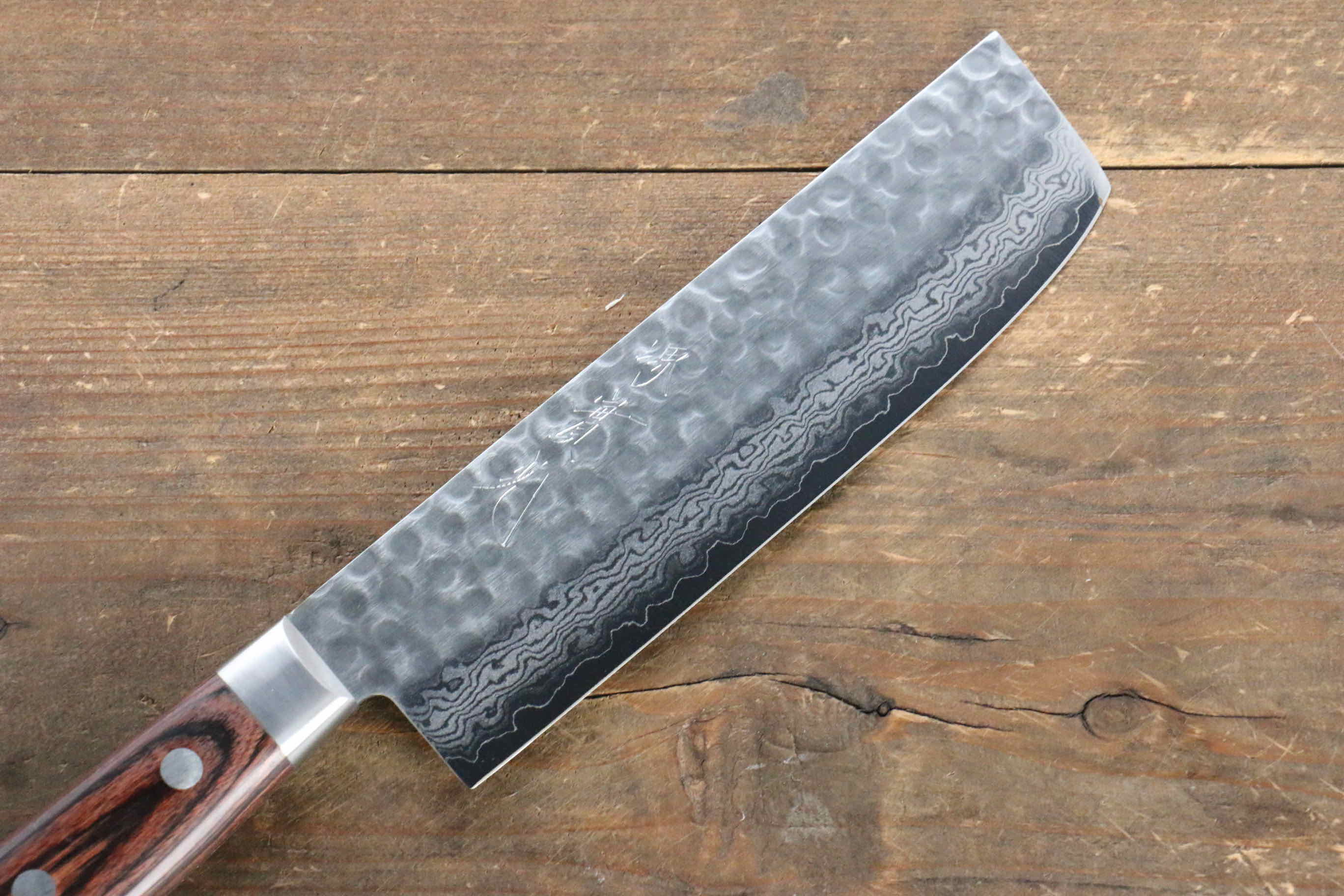 Jikko VG10 17 Layer Nakiri  160mm Mahogany Handle - Japanny - Best Japanese Knife