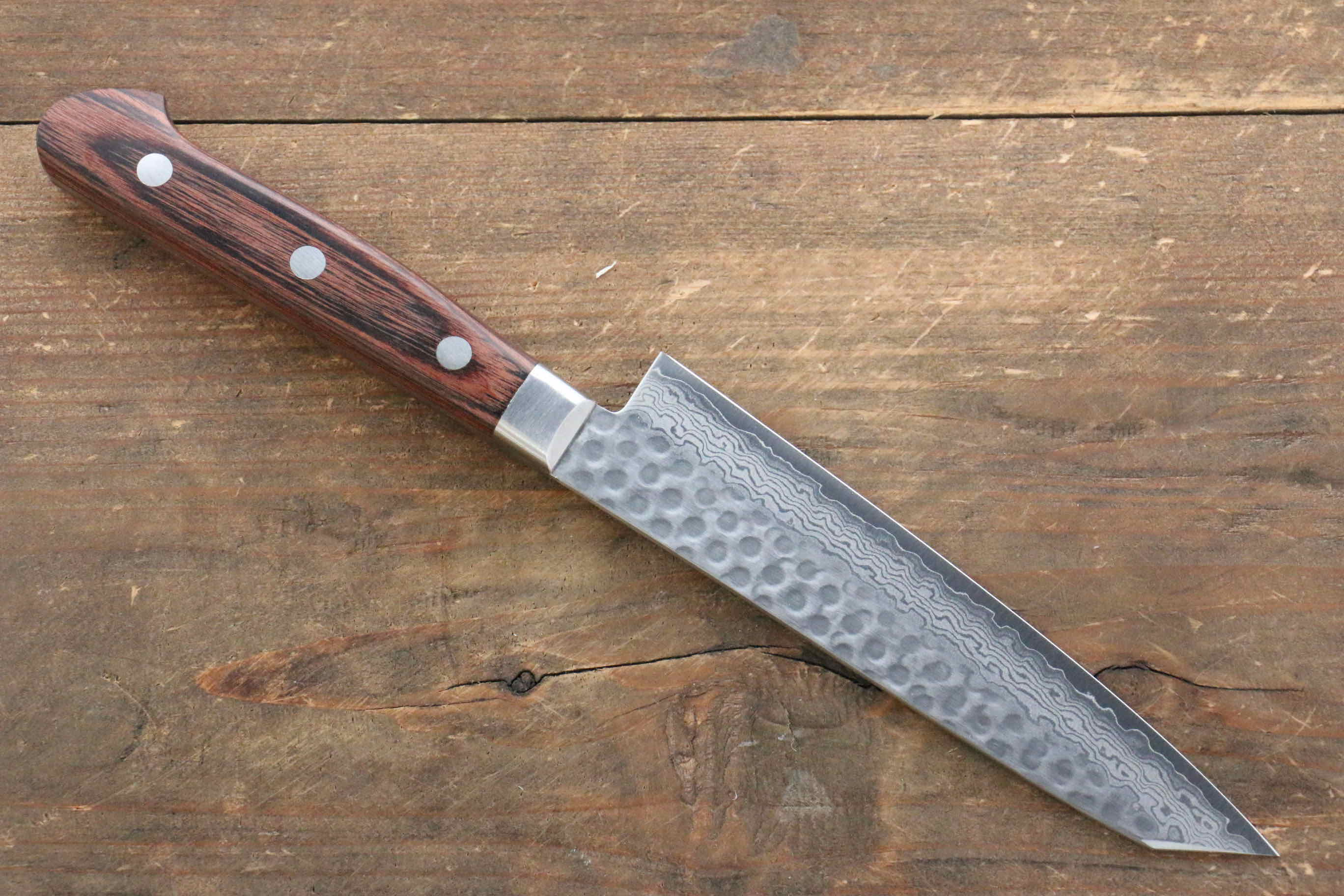Jikko VG10 17 Layer Kiritsuke Petty-Utility  125mm Mahogany Handle - Japanny - Best Japanese Knife