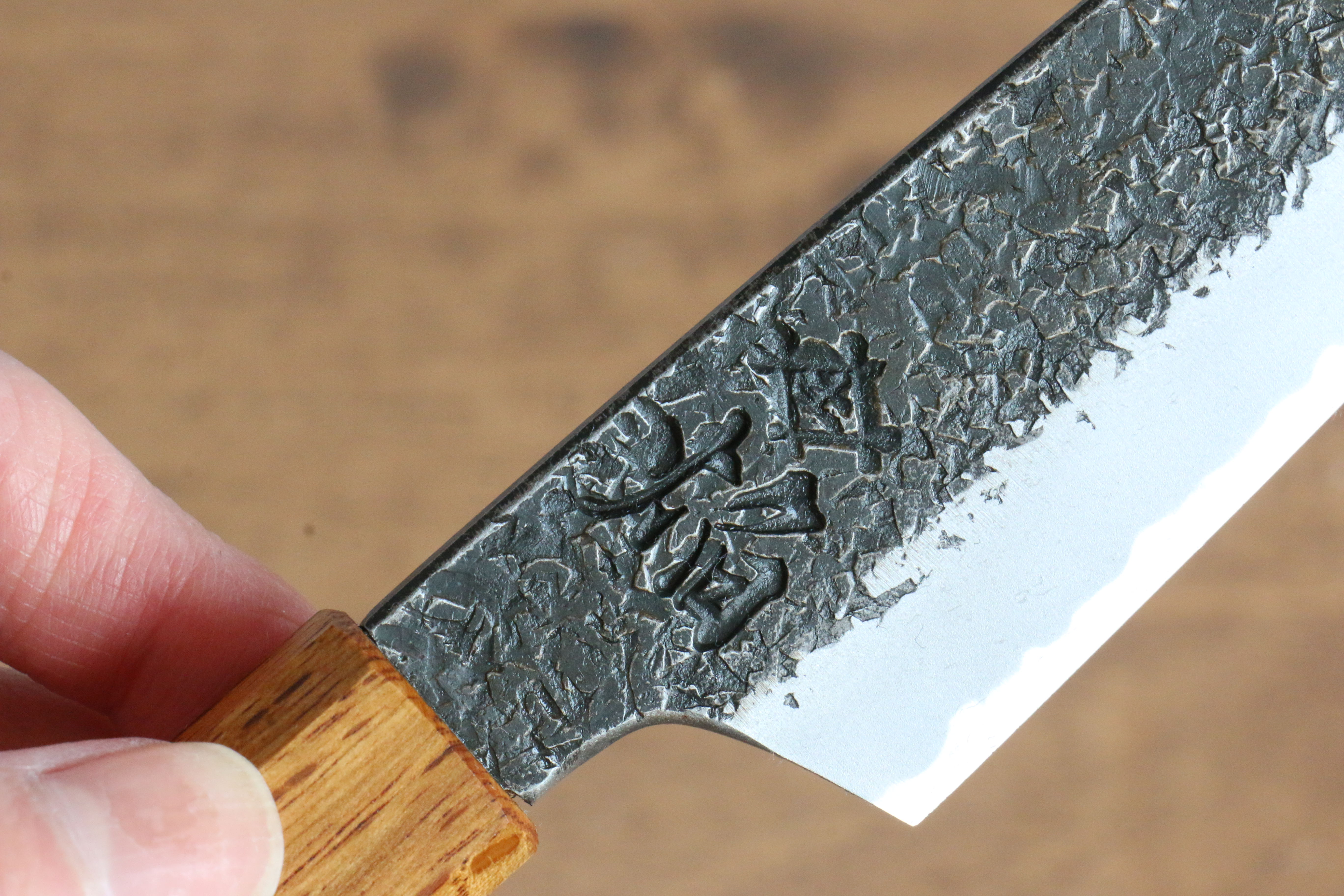 Sakai Takayuki Homura Guren Blue Steel No.2 Kurouchi Hammered Kiritsuke Petty-Utility 150mm Burnt Oak Handle - Japanny - Best Japanese Knife