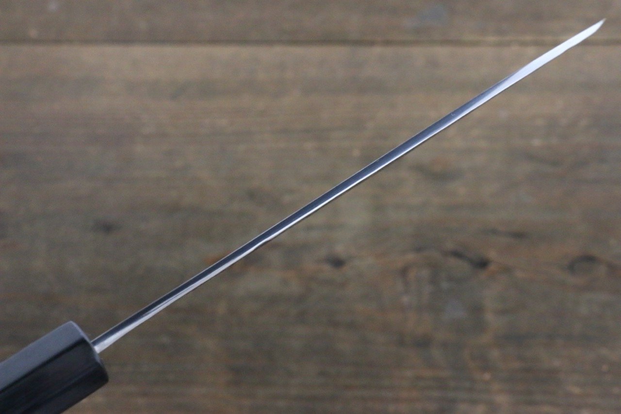 Seisuke Blue Steel No.2 Hammered Kurouchi Santoku 165mm Shitan Handle - Japanny - Best Japanese Knife