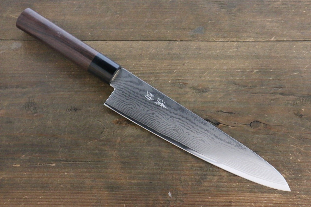 Seisuke VG10 63 Layer Damascus Gyuto 210mm Shitan Handle - Japanny - Best Japanese Knife