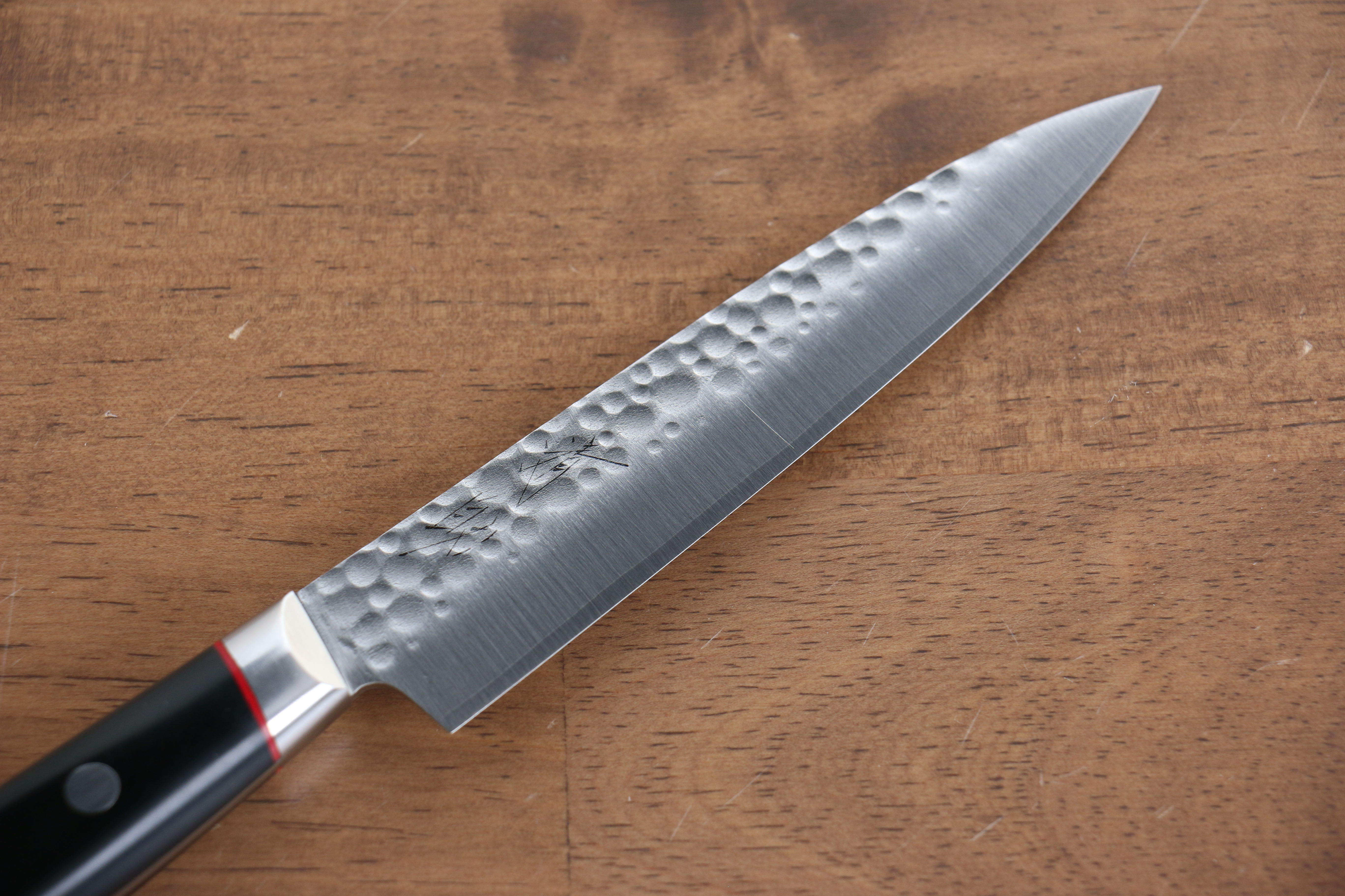 Seisuke PRO-J VG10 Hammered Petty-Utility 120mm Black Micarta Handle - Japanny - Best Japanese Knife