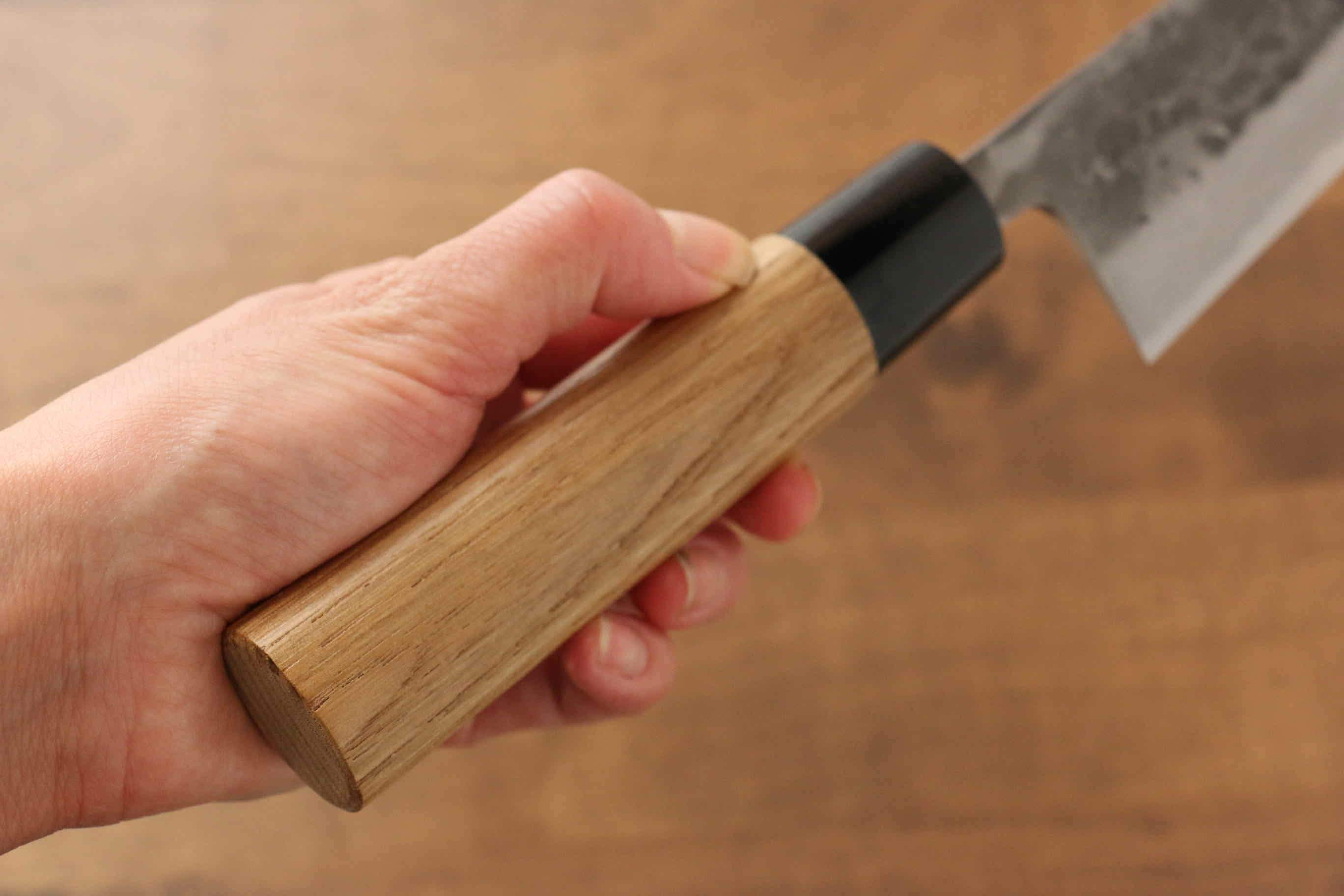 Seisuke Blue Steel No.2 Nashiji Gyuto 180mm Chestnut Handle - Japanny - Best Japanese Knife