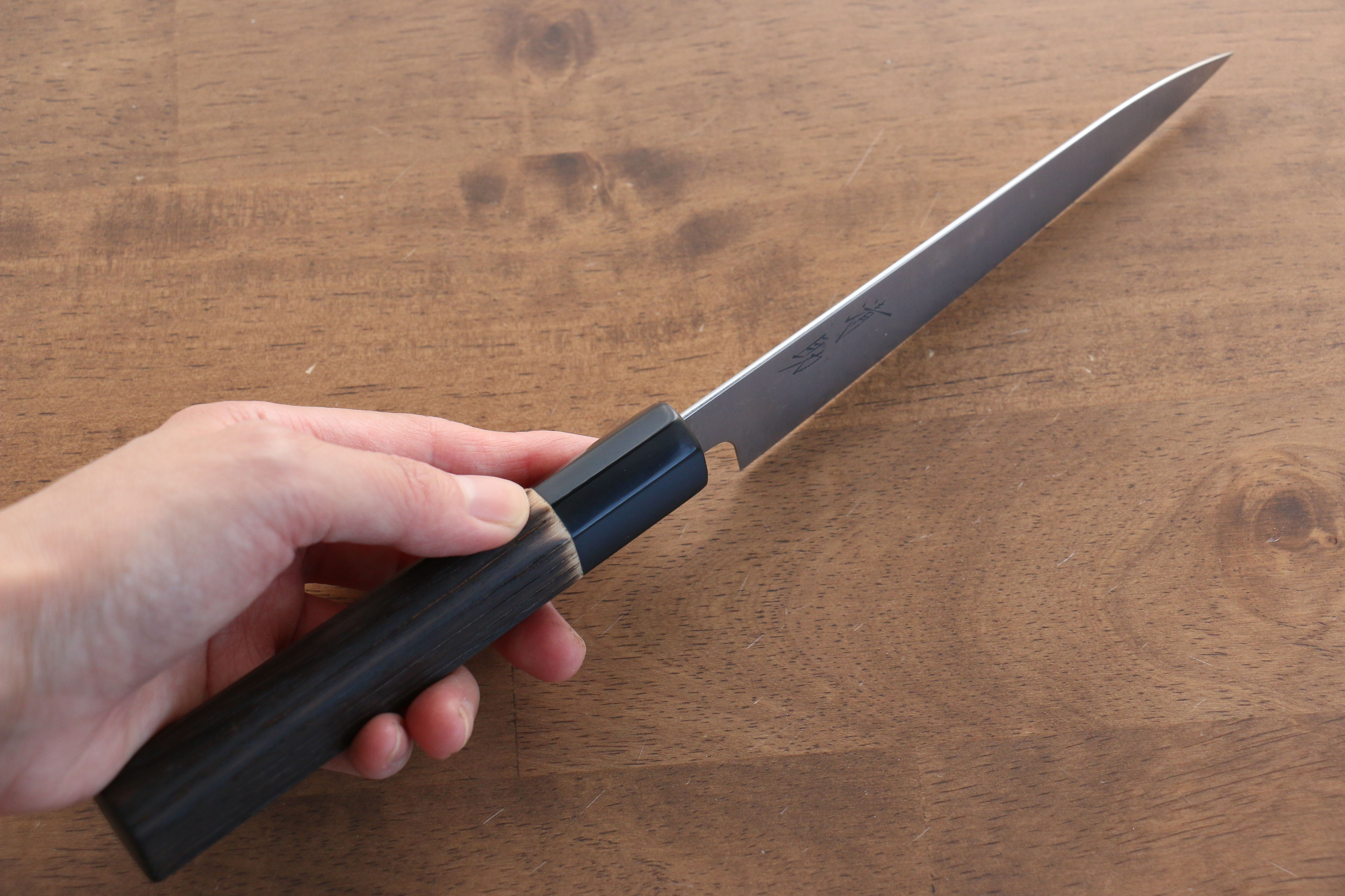 Seisuke Swedish Steel-stn Petty-Utility 150mm Burnt Chestnut Handle - Japanny - Best Japanese Knife