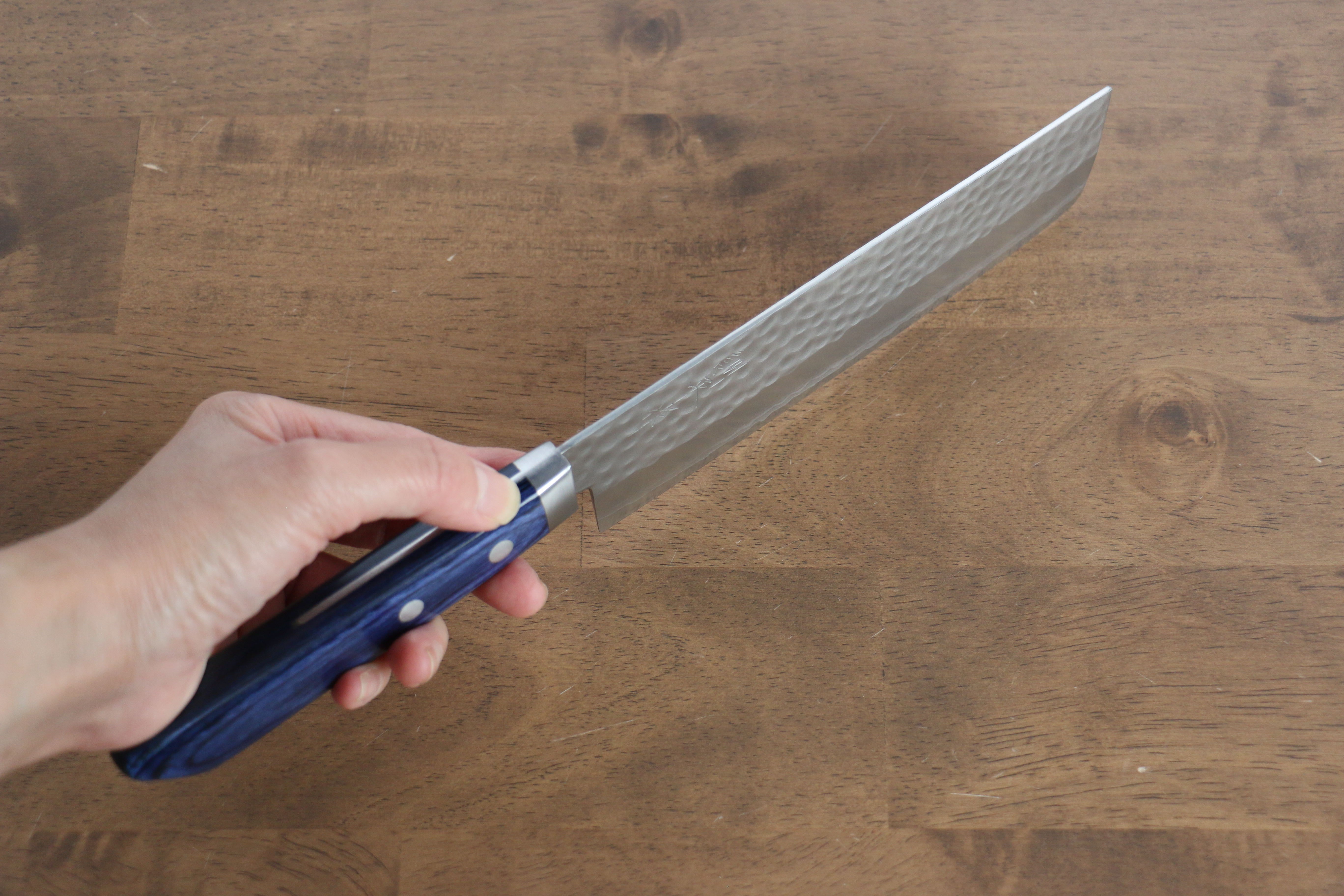 Kunihira Kokuryu VG10 Hammered Usuba 165mm Blue Pakka wood Handle - Japanny - Best Japanese Knife