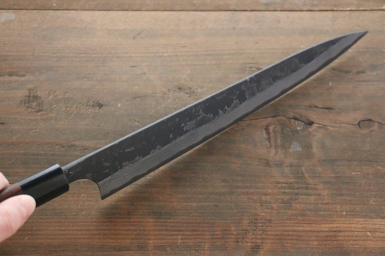 Shungo Ogata White Steel No.2 Kurouchi Damascus Sujihiki 240mm Shitan Handle - Japanny - Best Japanese Knife