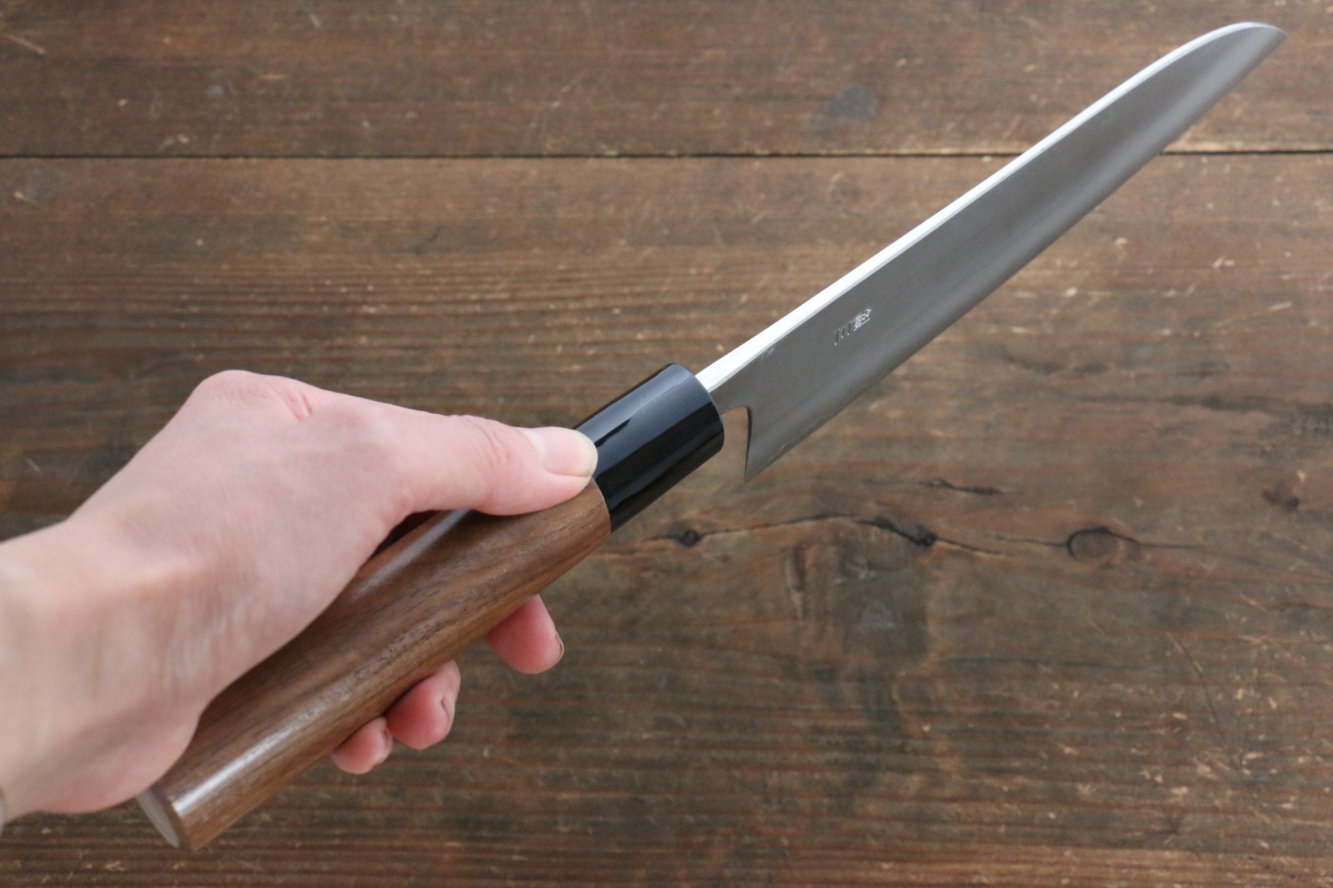 Nao Yamamoto Silver Steel No.3 Nashiji Santoku  165mm Walnut Handle - Japanny - Best Japanese Knife
