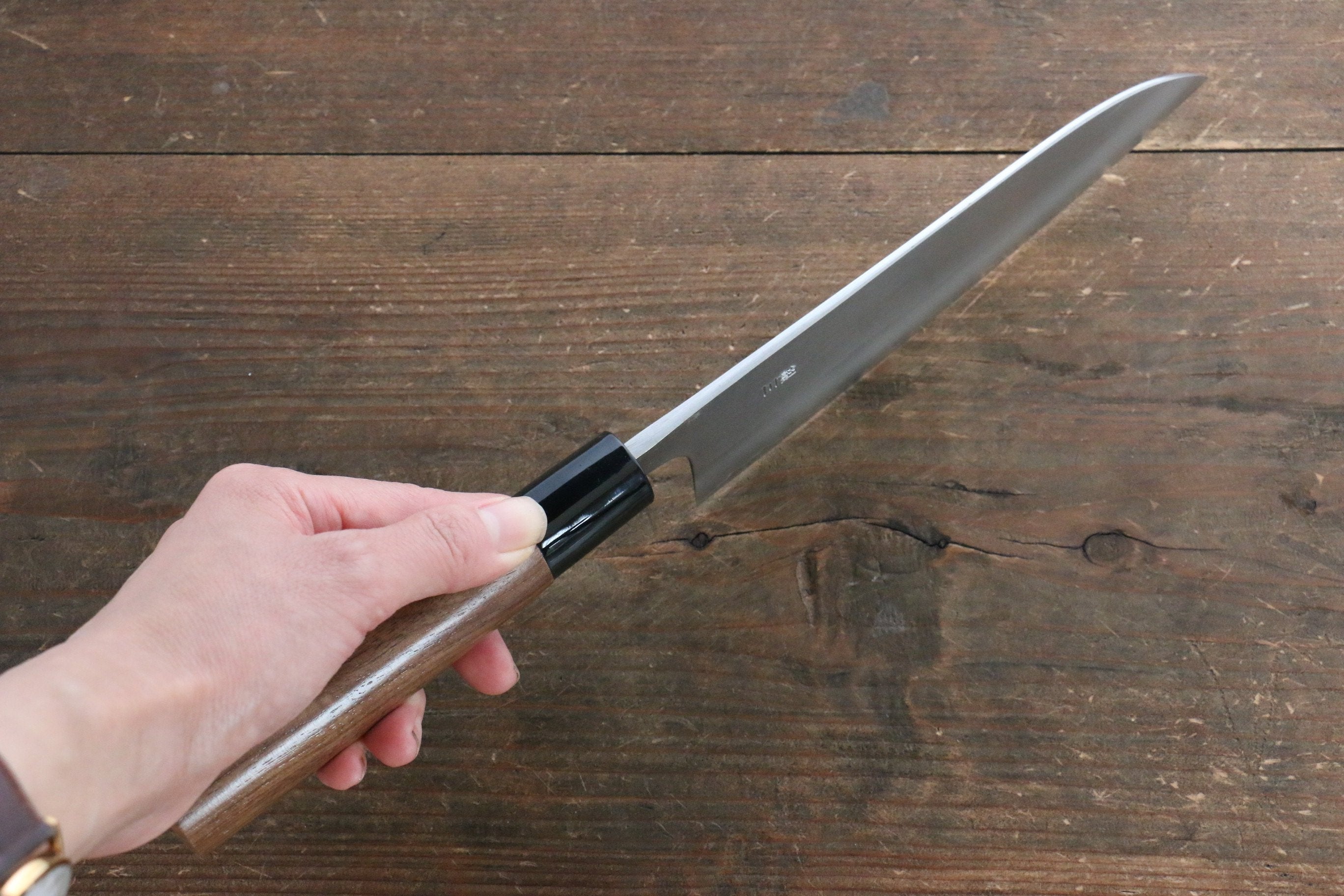 Nao Yamamoto Silver Steel No.3 Nashiji Santoku  165mm Walnut Handle - Japanny - Best Japanese Knife