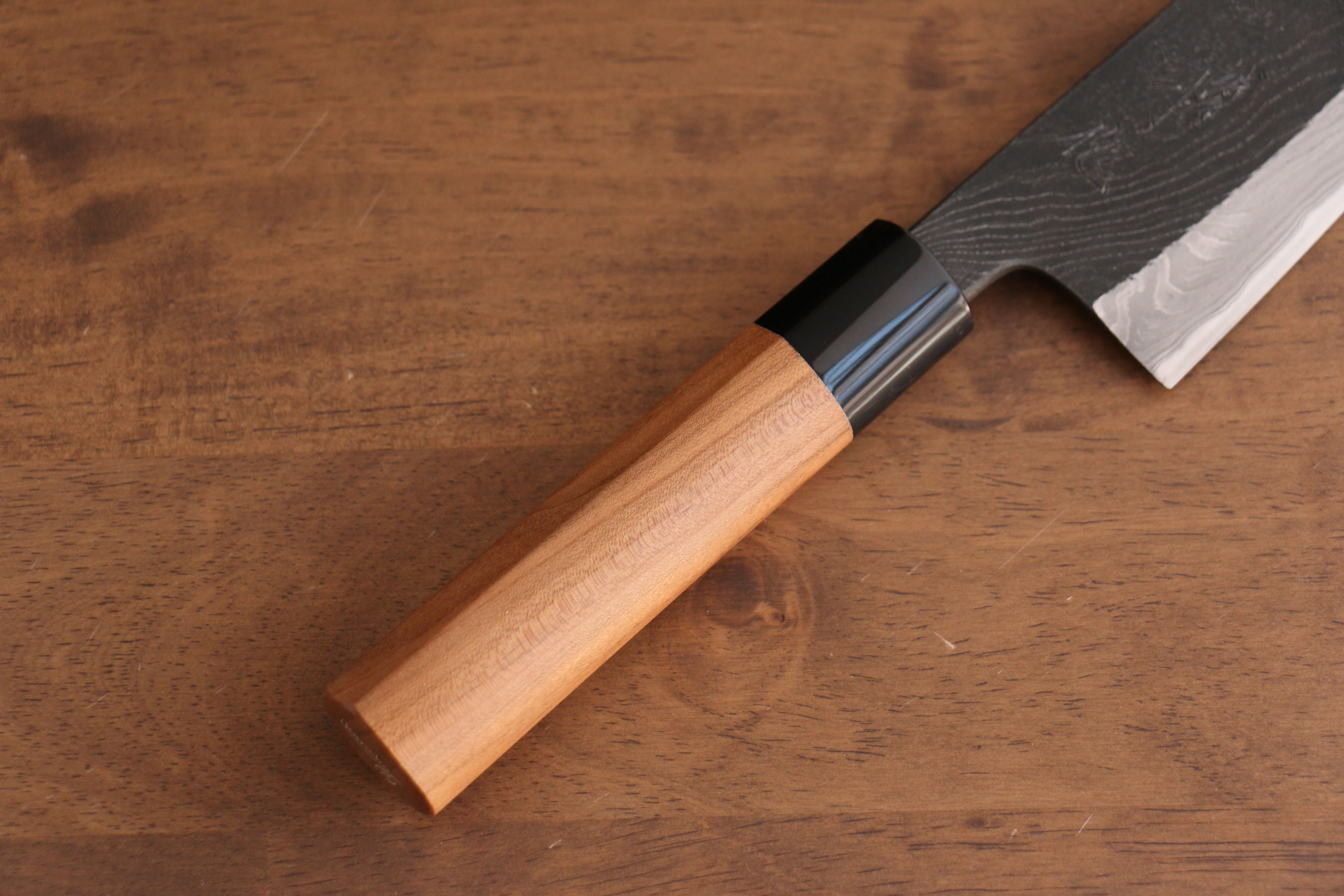 Tsukasa Hinoura Tamahagane Kurouchi Santoku 165mm Wild Cherry Handle - Japanny - Best Japanese Knife