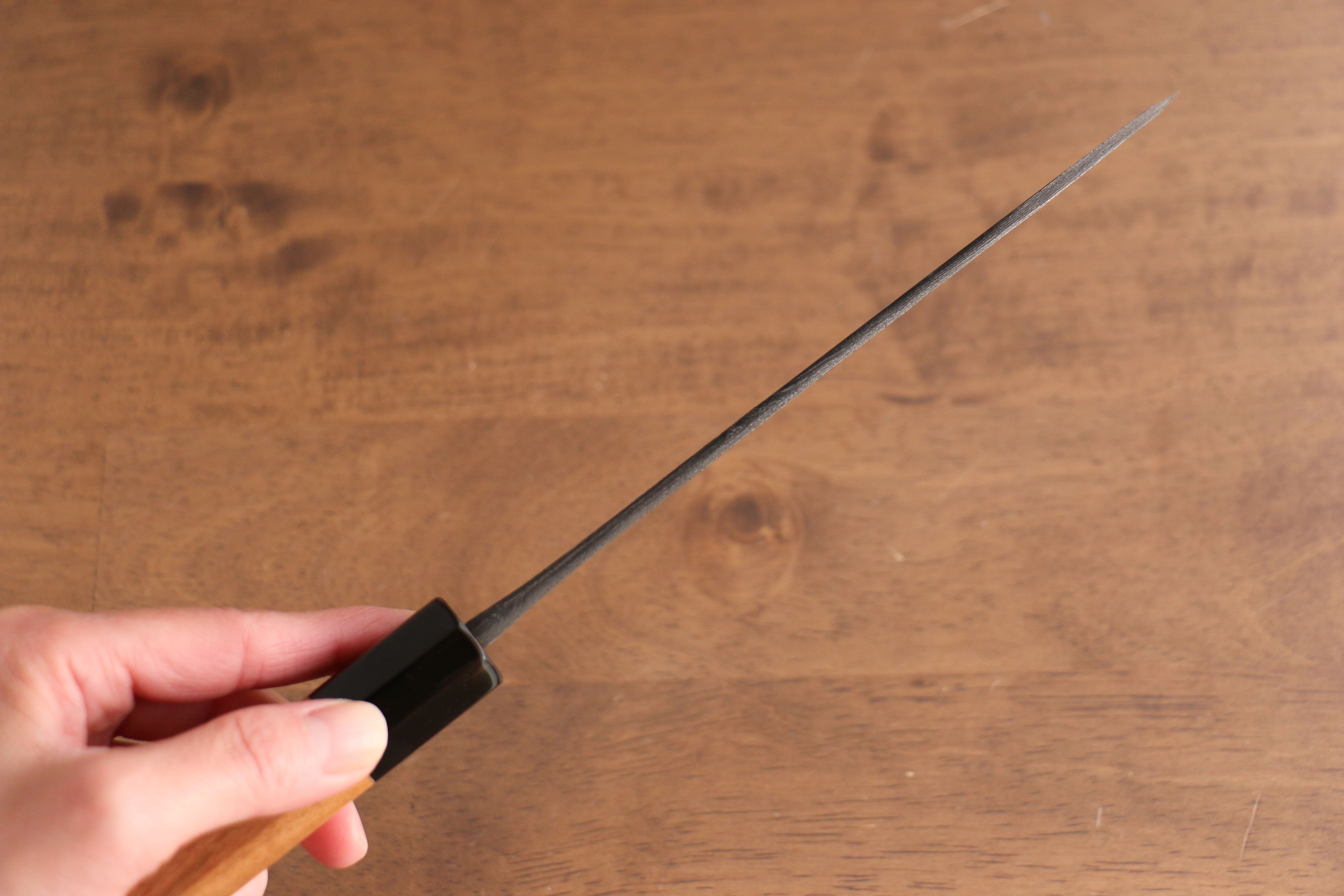 Tsukasa Hinoura Tamahagane Kurouchi Santoku 165mm Wild Cherry Handle - Japanny - Best Japanese Knife