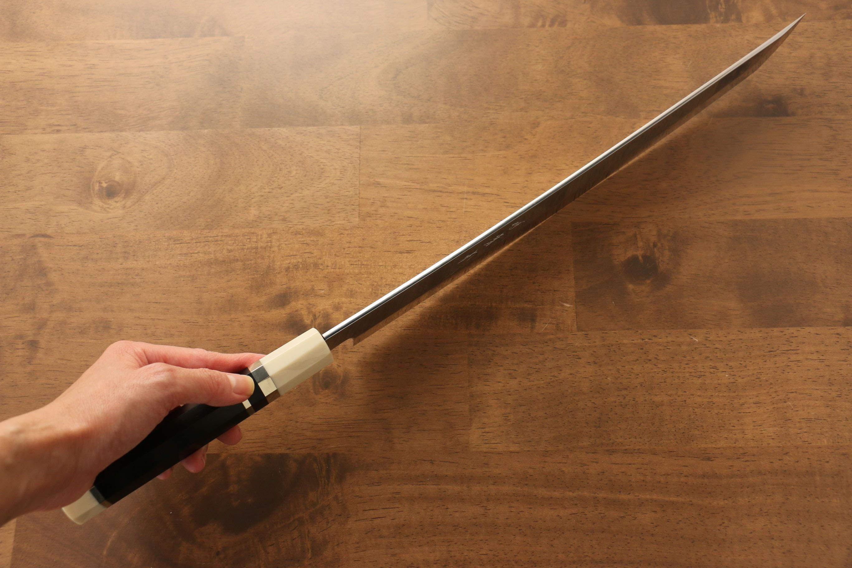 Jikko Silver Steel No.3 Sakimaru Yanagiba  330mm Ebony with Ring Handle - Japanny - Best Japanese Knife