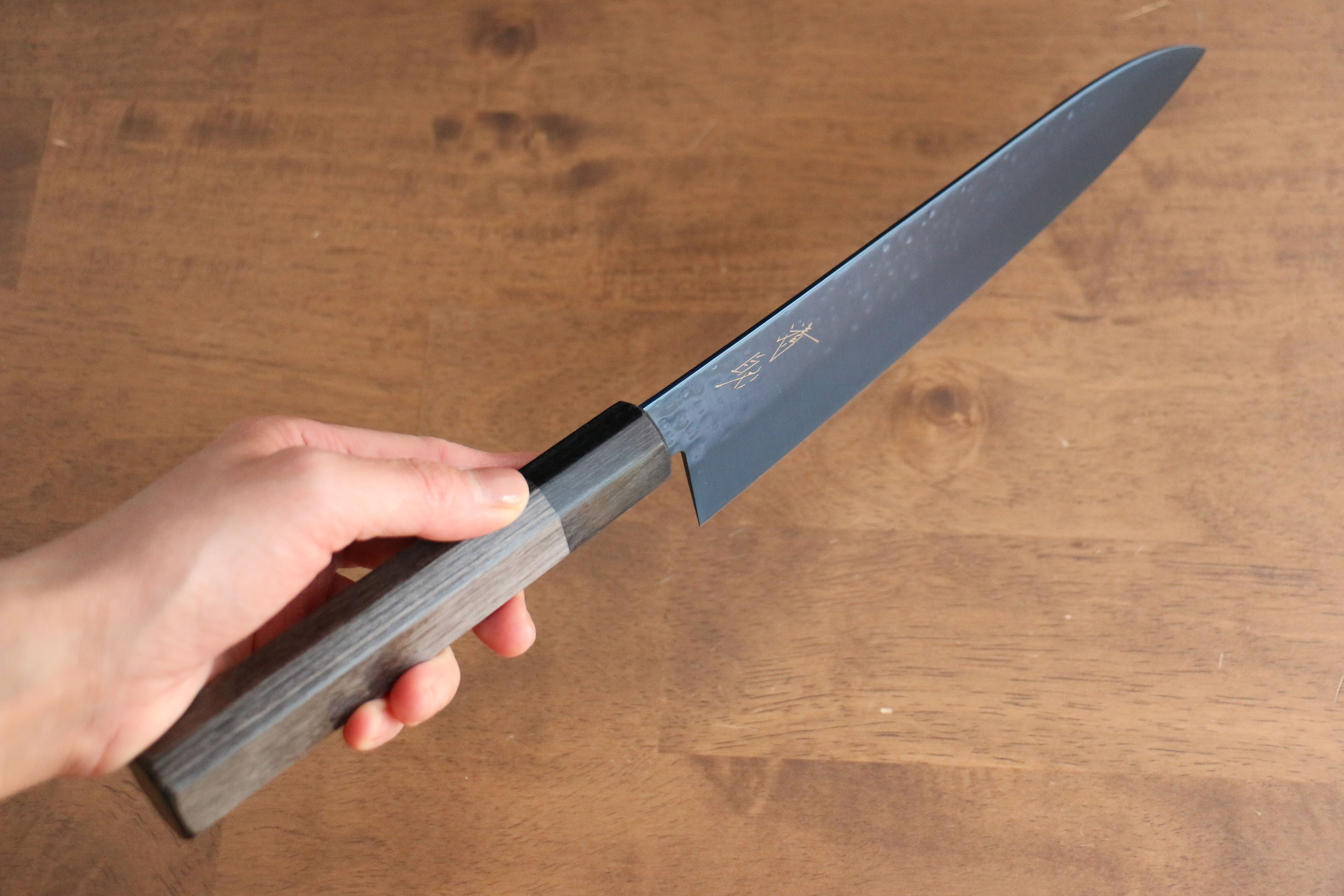 Seisuke SK-85 Ion plating Hammered Gyuto 210mm Gray Pakka wood Handle - Japanny - Best Japanese Knife