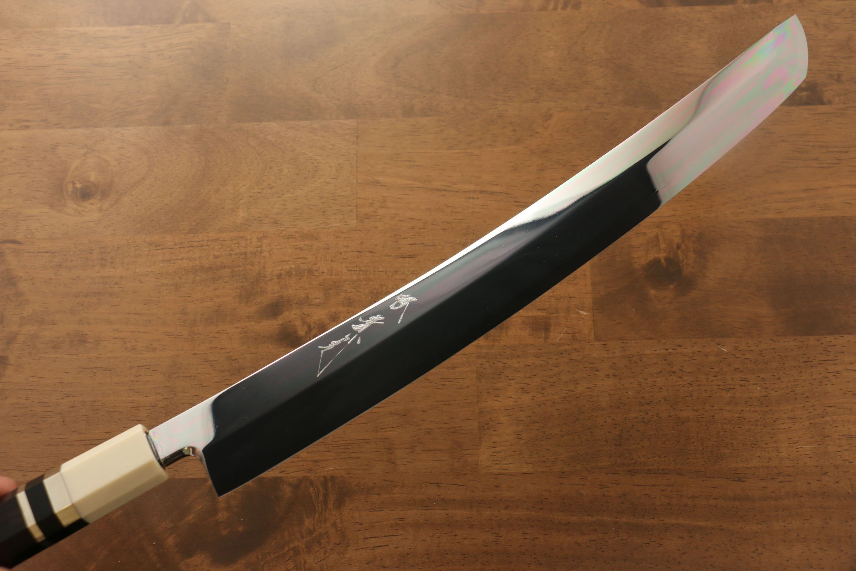 Jikko Silver Steel No.3 Sakimaru Yanagiba  360mm Ebony with Ring Handle - Japanny - Best Japanese Knife