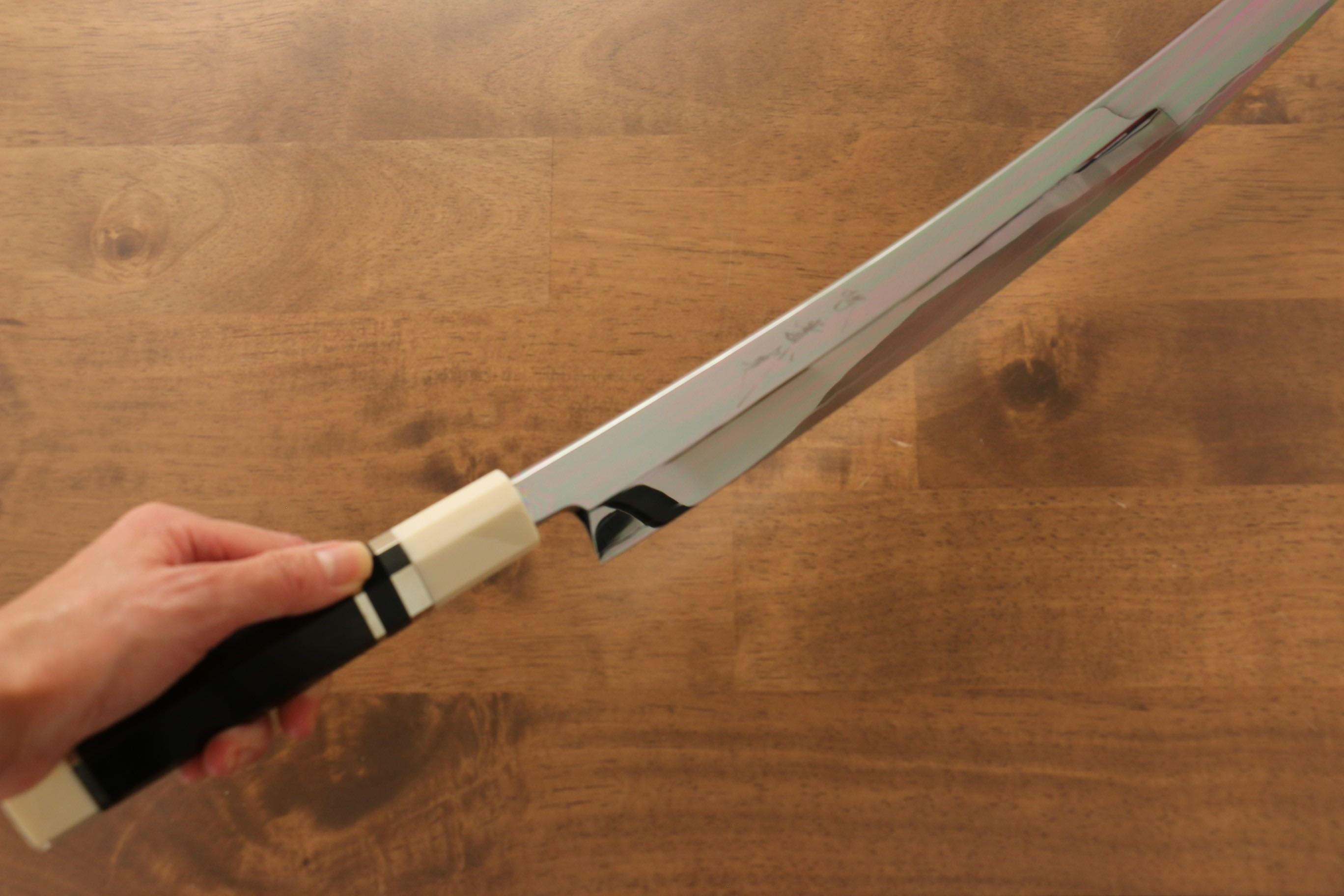 Jikko Silver Steel No.3 Sakimaru Yanagiba  360mm Ebony with Ring Handle - Japanny - Best Japanese Knife