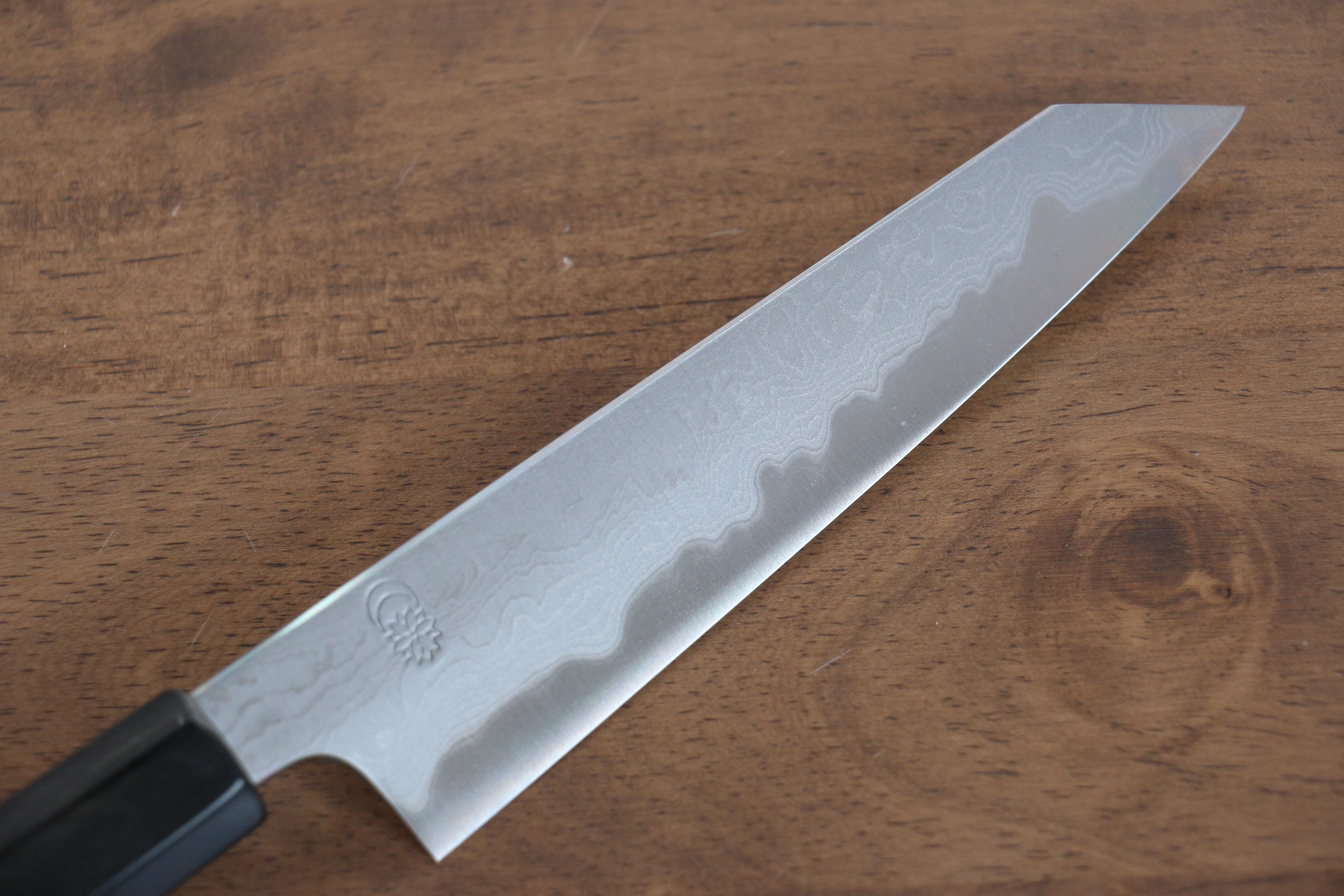 Kikuzuki Blue Steel No.1 Damascus Kiritsuke Petty-Utility 135mm Magnolia Handle - Japanny - Best Japanese Knife