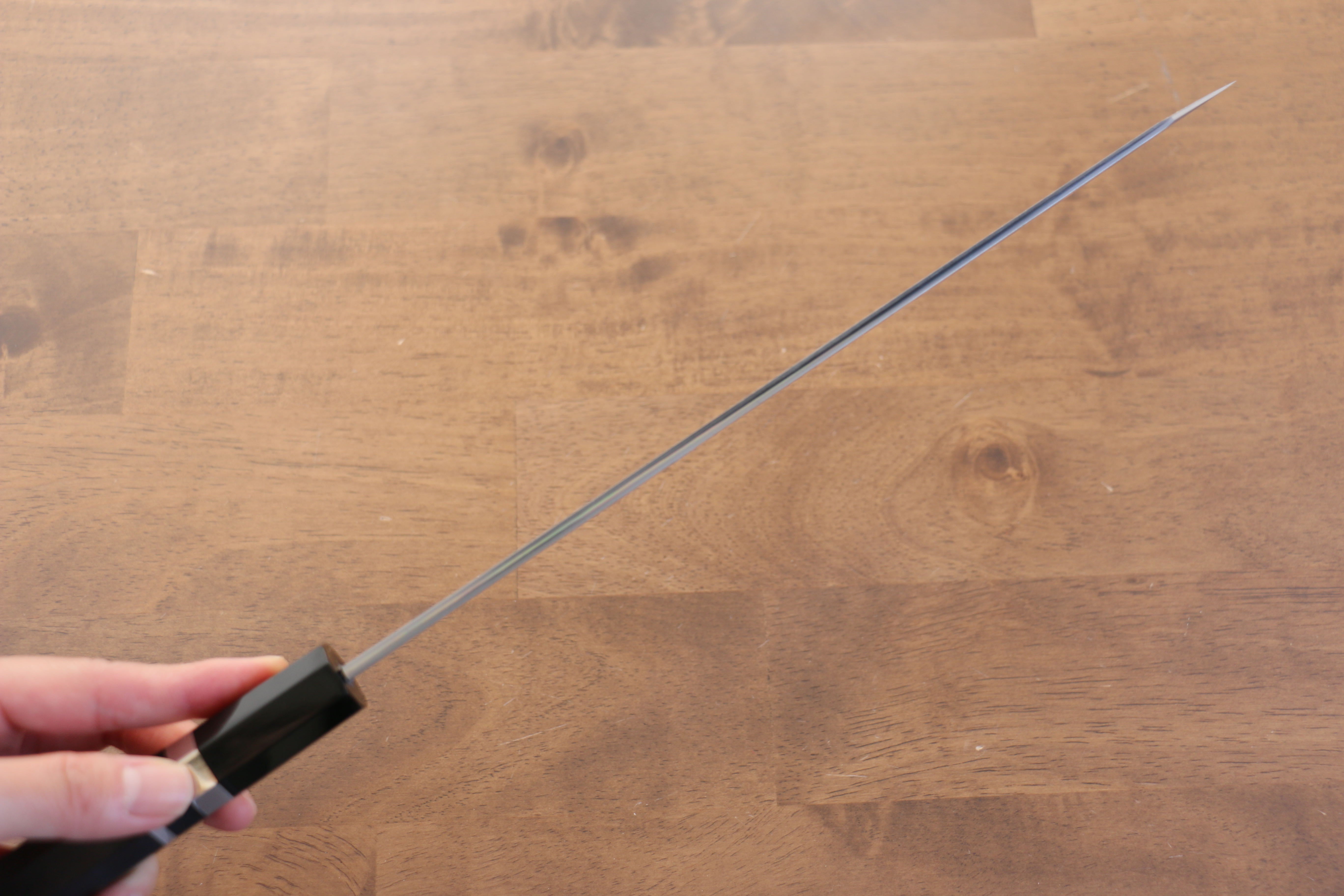 Jikko Blue Steel Damascus Kiritsuke Sujihiki  270mm Ebony with Double Ring Handle - Japanny - Best Japanese Knife