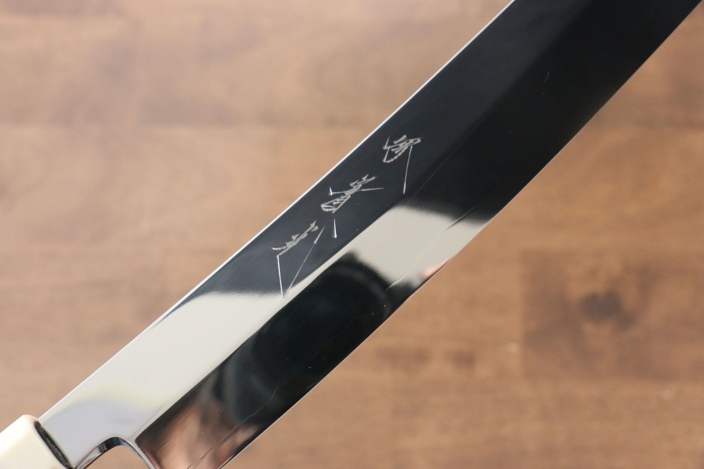 Jikko Silver Steel No.3 Mirrored Finish Kiritsuke Yanagiba  330mm Ebony with Ring Handle - Japanny - Best Japanese Knife