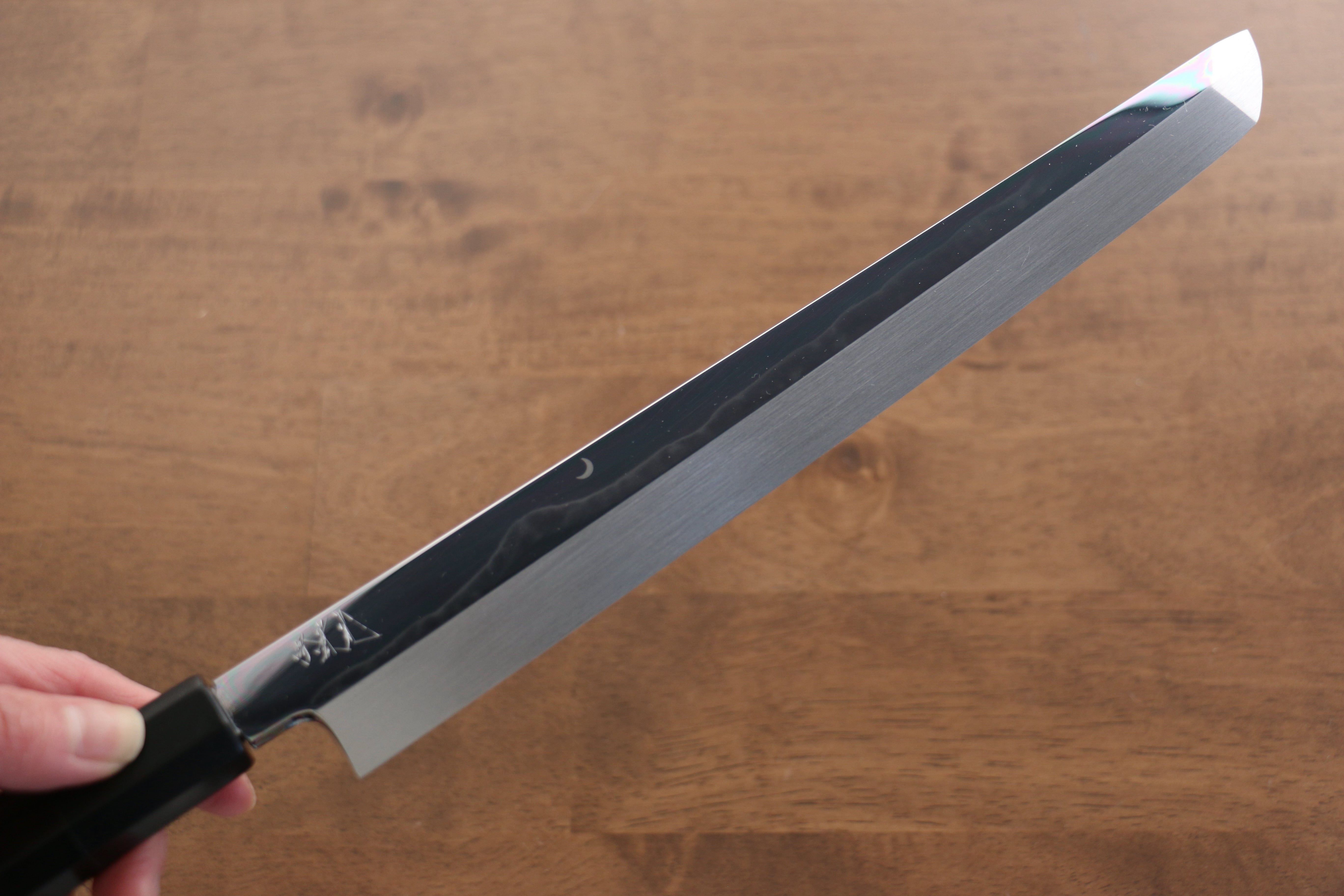Jikko Fujisan Honyaki White Steel No.3 Mirrored Finish Sakimaru Yanagiba  270mm Ebony Wood Handle - Japanny - Best Japanese Knife
