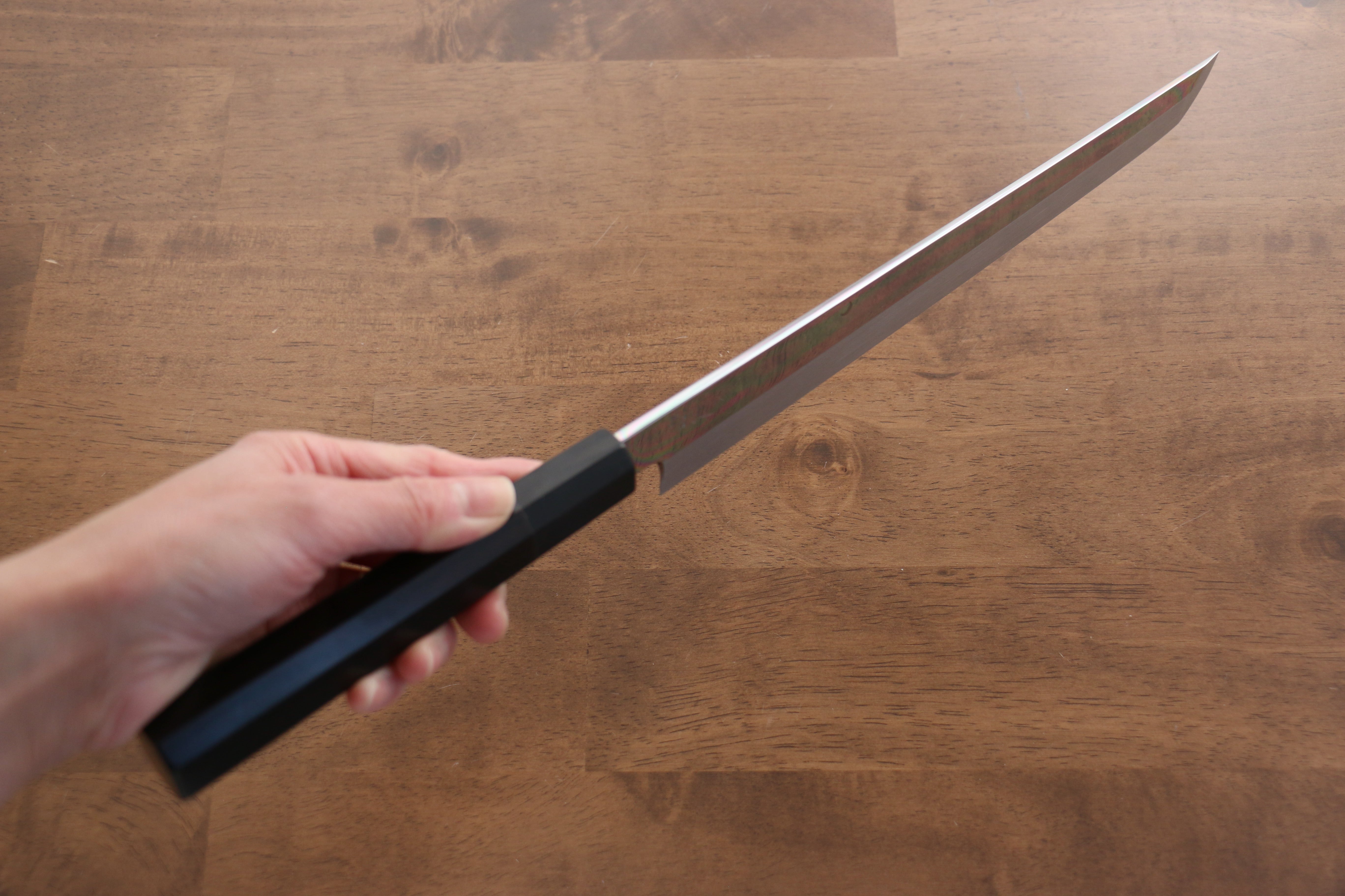 Jikko Fujisan Honyaki White Steel No.3 Mirrored Finish Sakimaru Yanagiba  270mm Ebony Wood Handle - Japanny - Best Japanese Knife