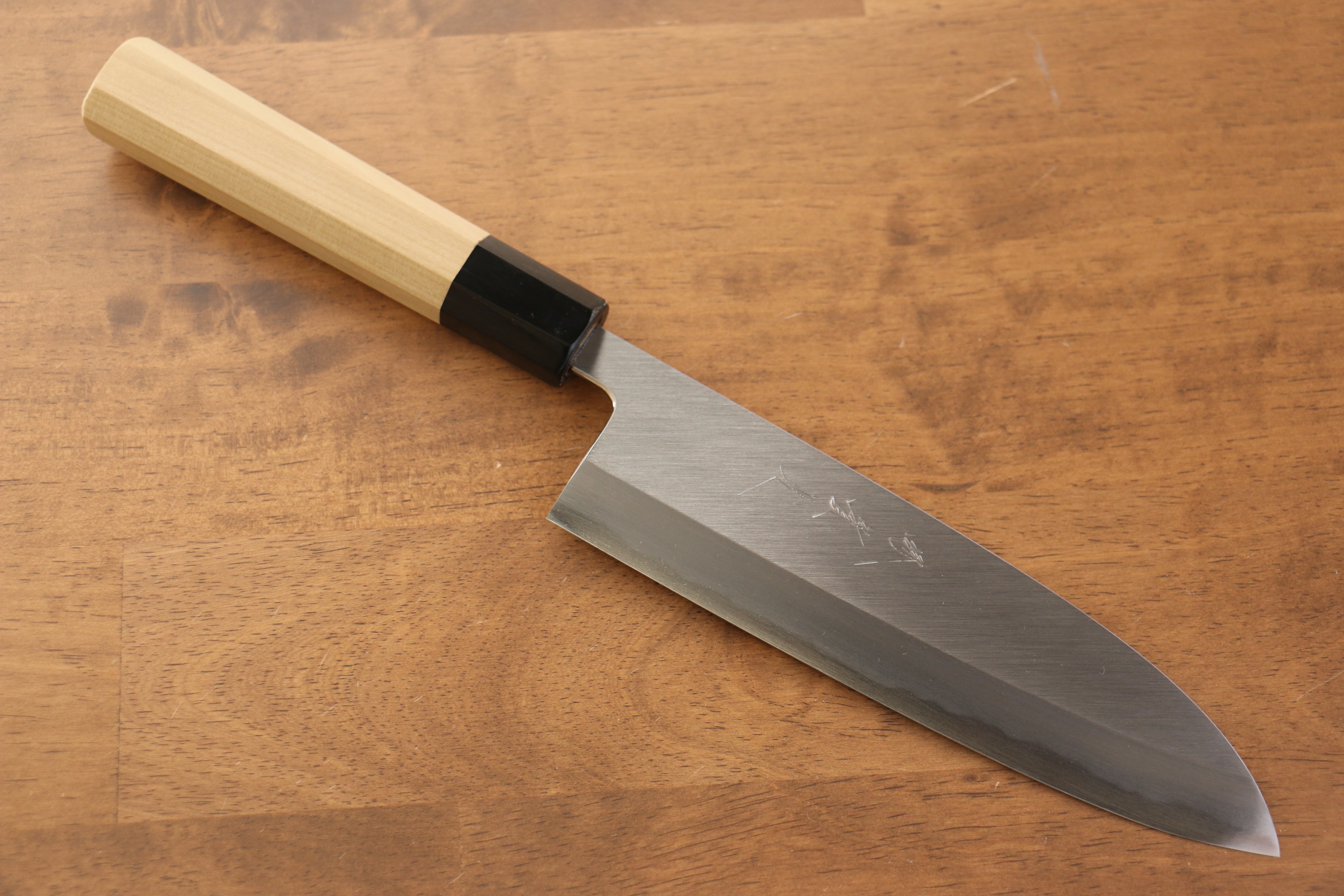 Jikko Arata White Steel No.2 Santoku  180mm Magnolia Handle - Japanny - Best Japanese Knife