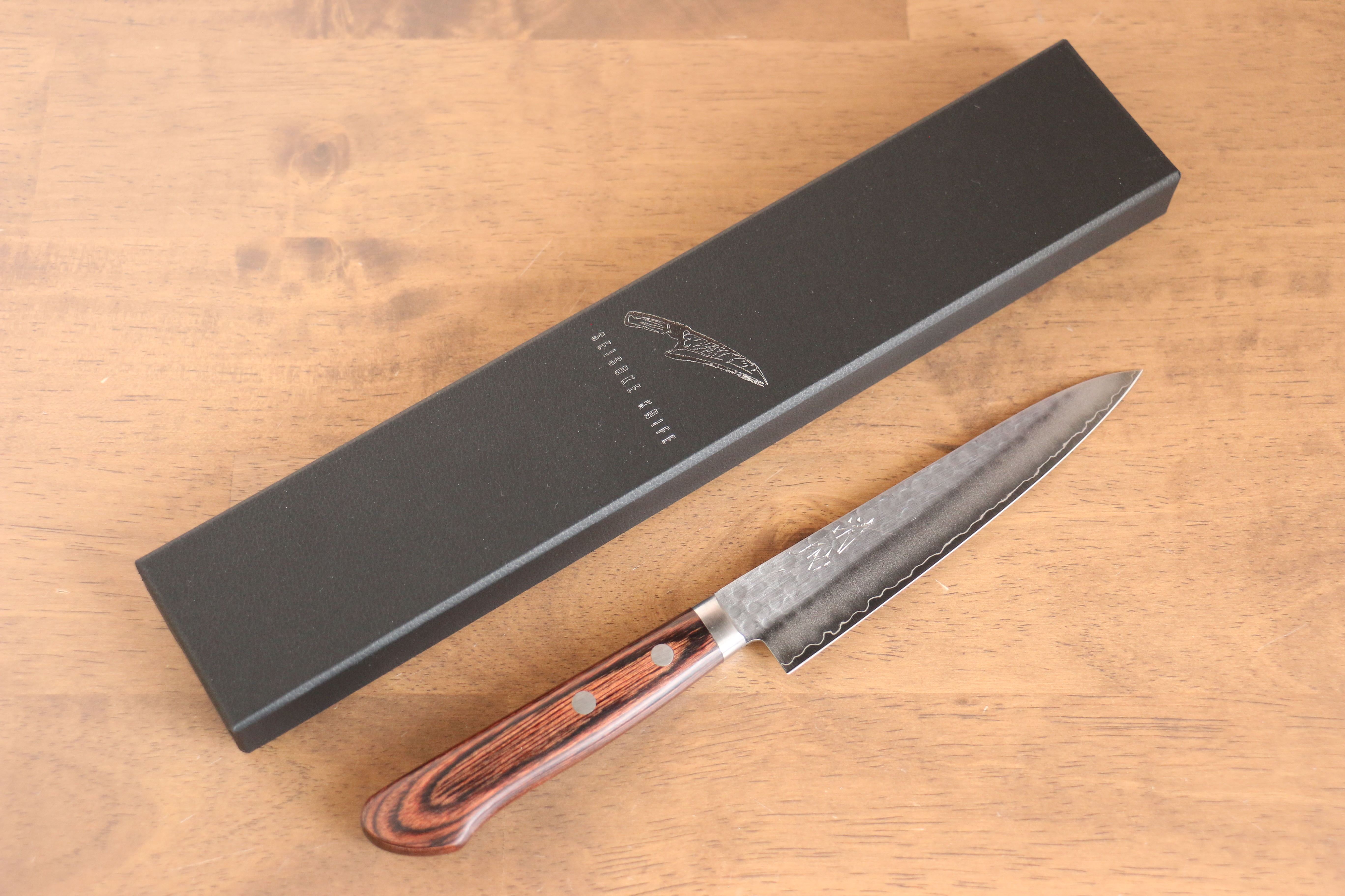 Seisuke Swedish Steel-stn Petty-Utility Mahogany Handle - Japanny - Best Japanese Knife