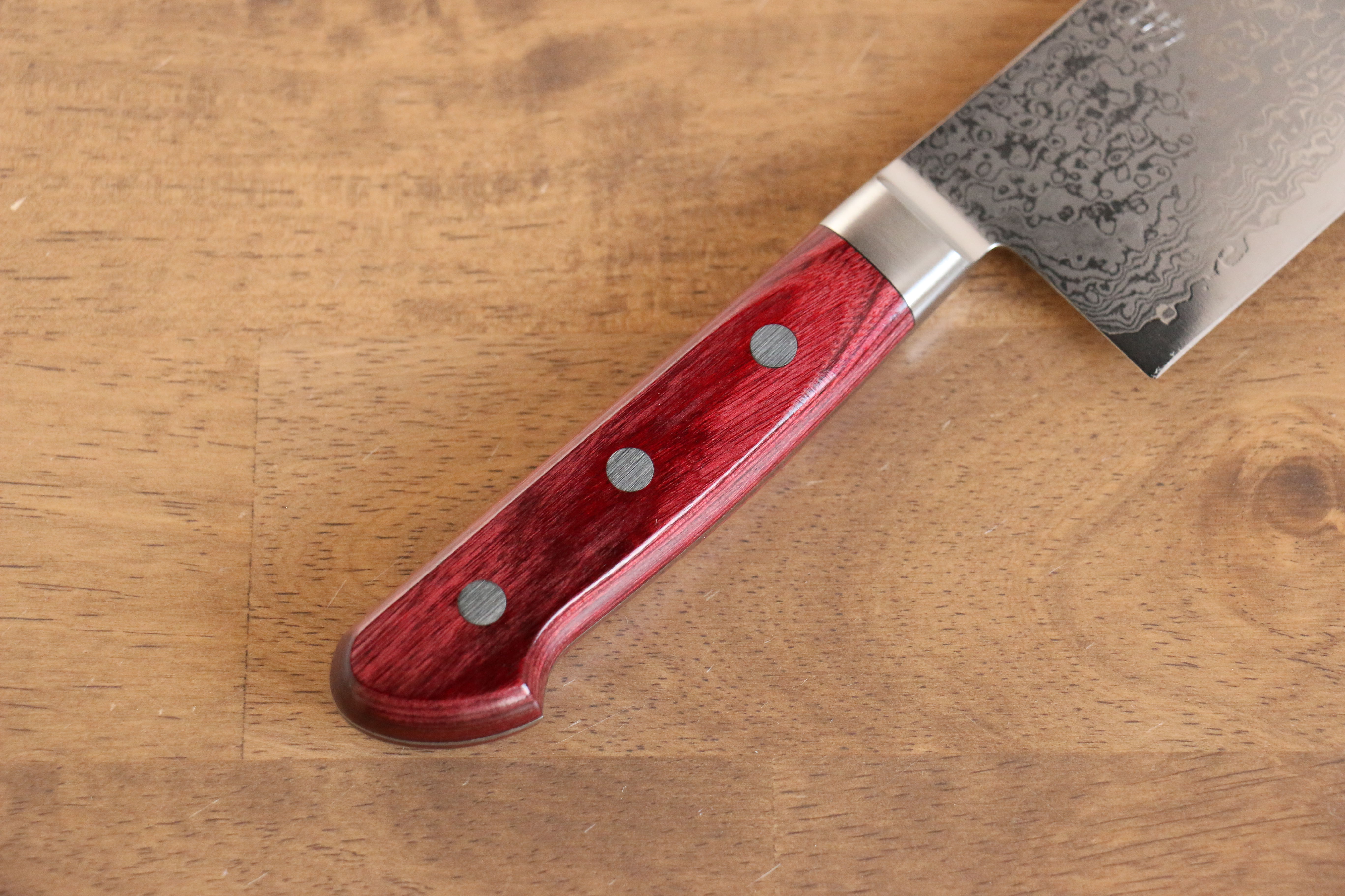 Seisuke VG10 33 Layer Mirrored Finish Damascus Nakiri  165mm Red Pakka wood Handle - Japanny - Best Japanese Knife