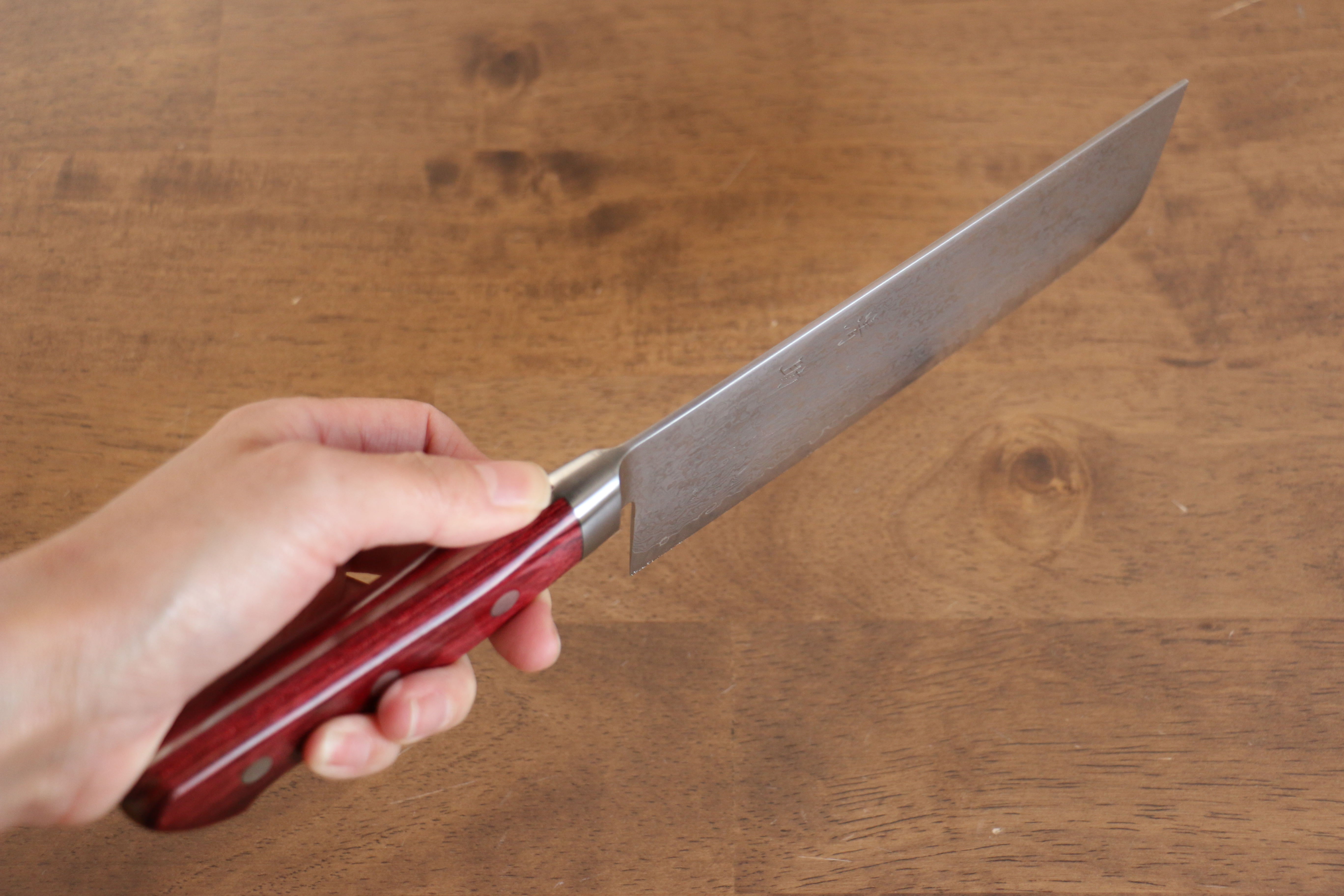 Seisuke VG10 33 Layer Mirrored Finish Damascus Nakiri  165mm Red Pakka wood Handle - Japanny - Best Japanese Knife