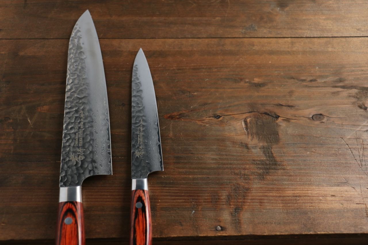 Sakai Takayuki 33 Layer Damascus Gyuto 210mm & Petty 150mm Japanese Kitchen Chef Knives Set - Japanny - Best Japanese Knife
