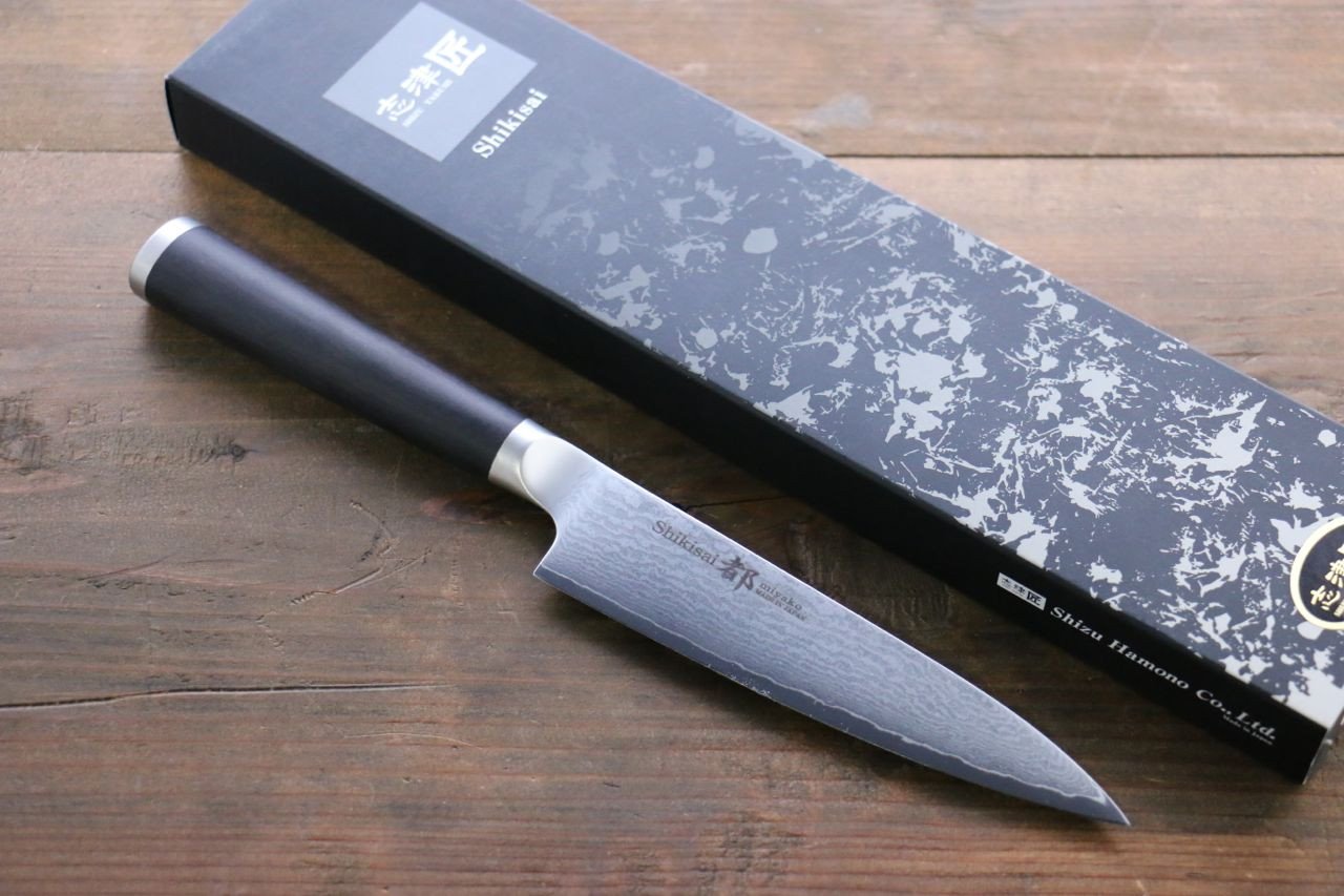 Miyako AUS8 33 Layer Damascus Petty-Utility 130mm - Japanny - Best Japanese Knife