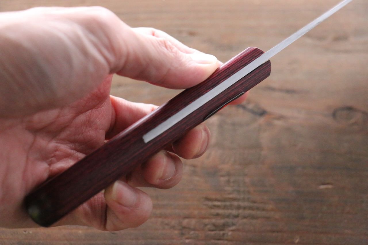Shigeki Tanaka VG10 17 Layer Damascus Nakiri  160mm Red Pakka wood Handle - Japanny - Best Japanese Knife